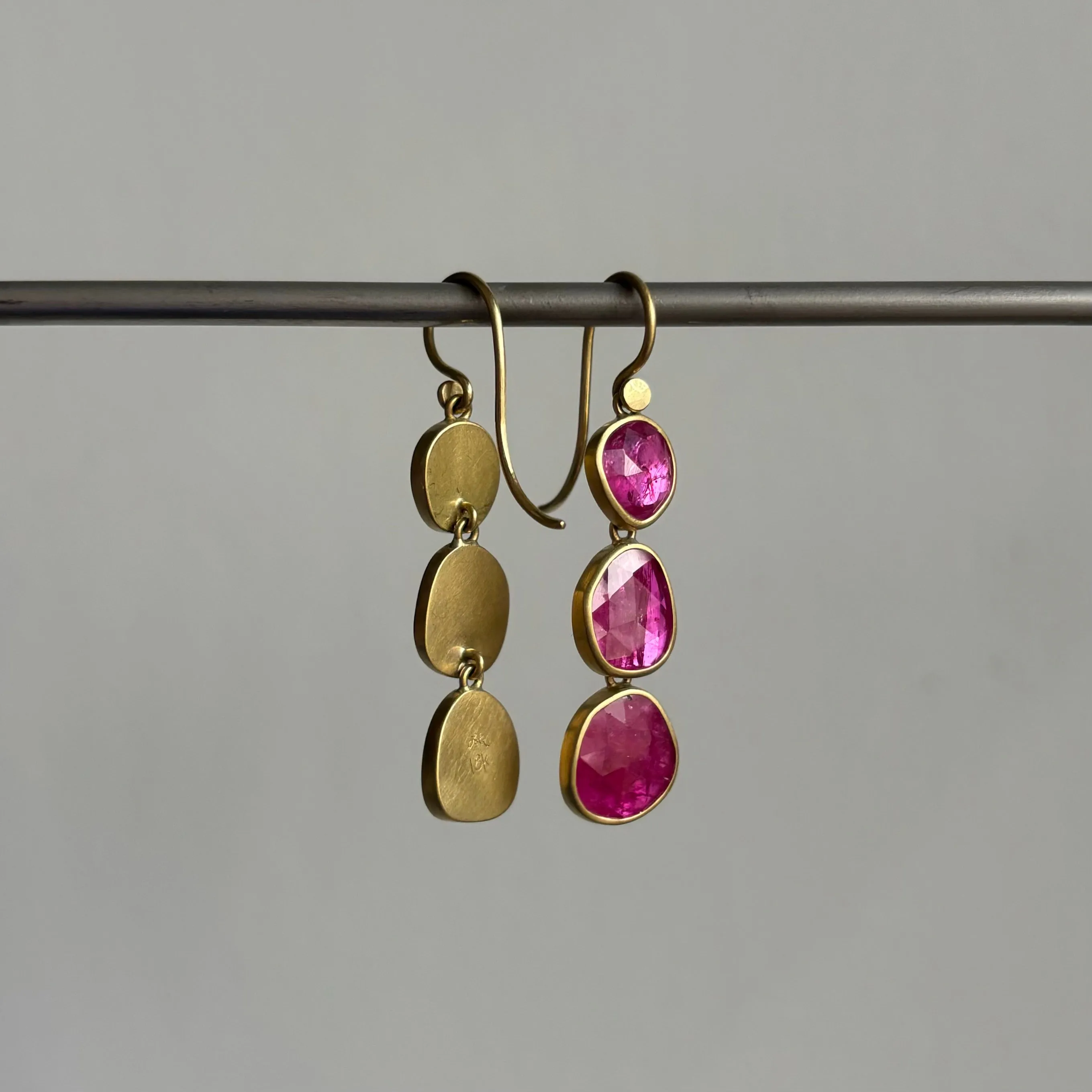 Ruby Triple Drop Earrings