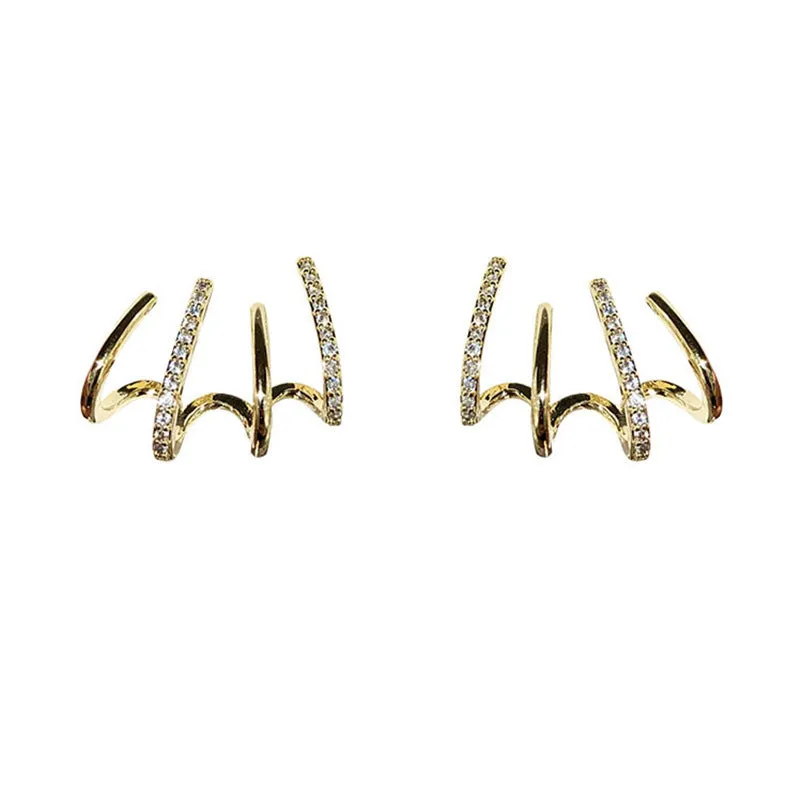S925 Silver Needle Four-prong Zircon Inlaid Earrings