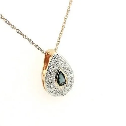 Sapphire & Diamond Pear Pendant