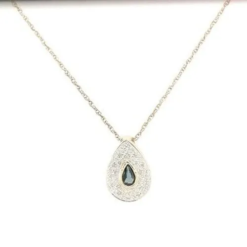 Sapphire & Diamond Pear Pendant