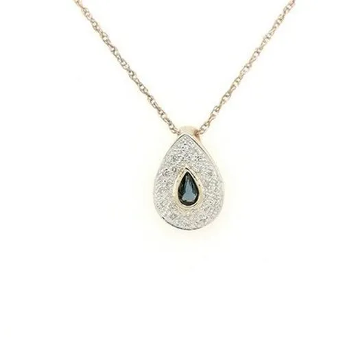 Sapphire & Diamond Pear Pendant