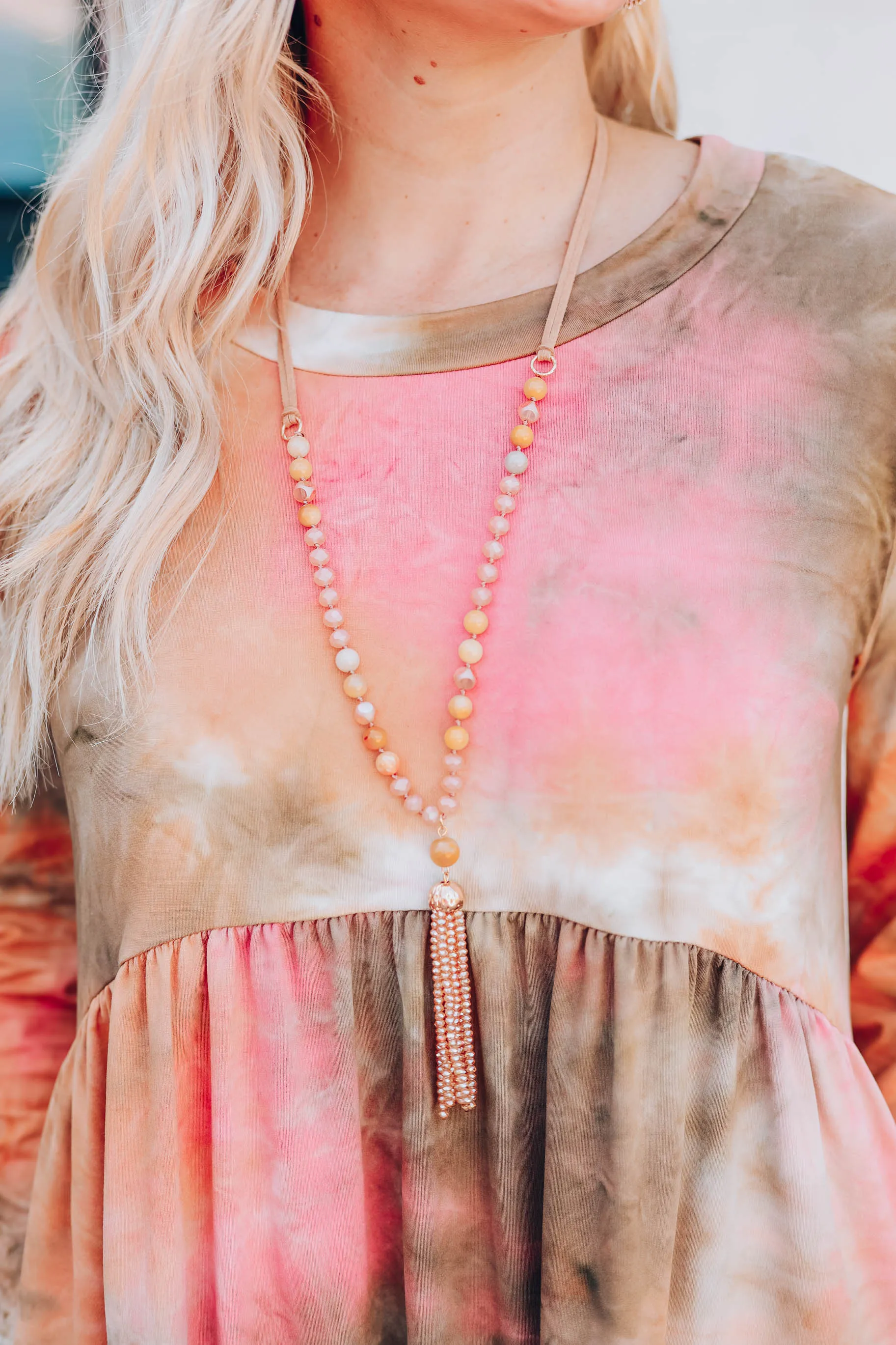 Says It All Tassel Necklace - Taupe
