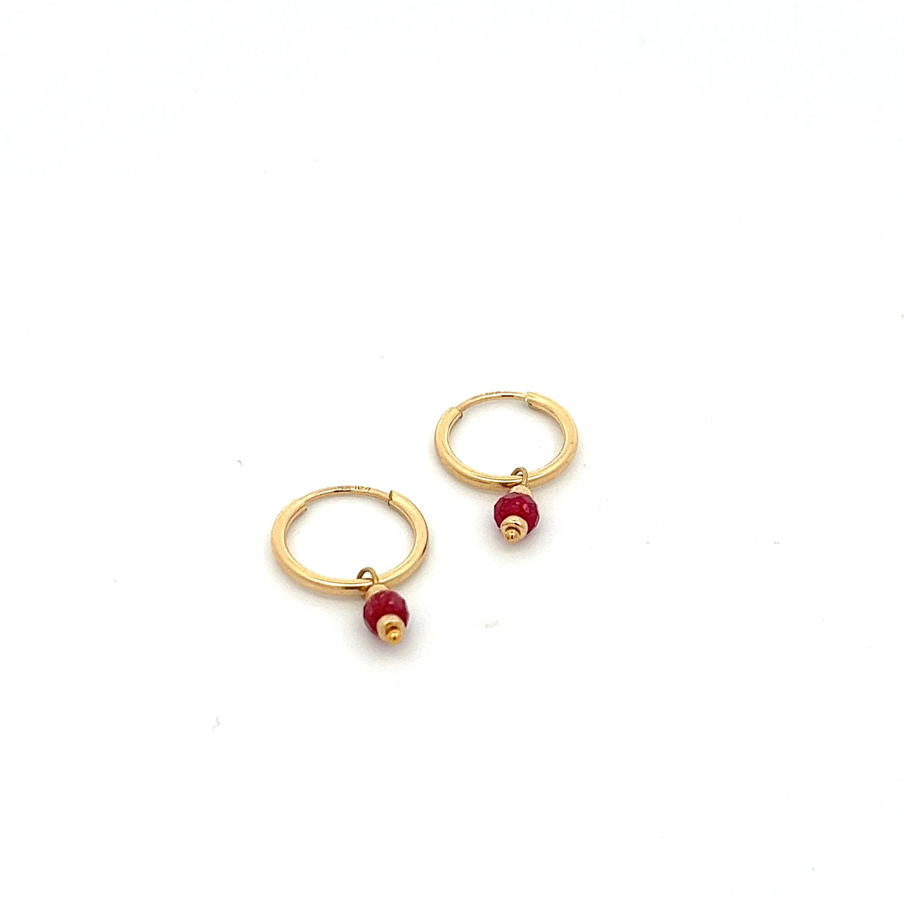 silk road - ruby dangle hoop earrings