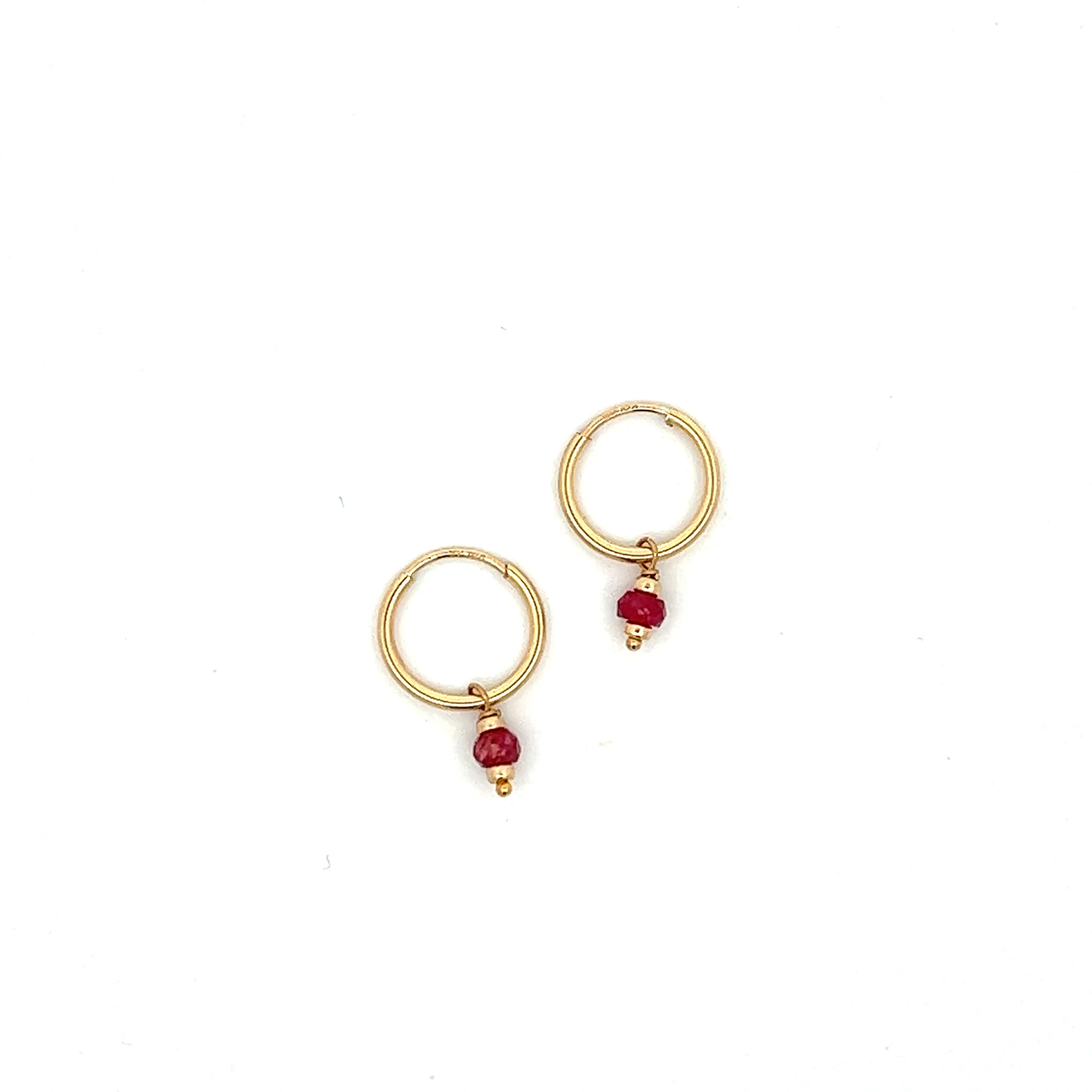 silk road - ruby dangle hoop earrings