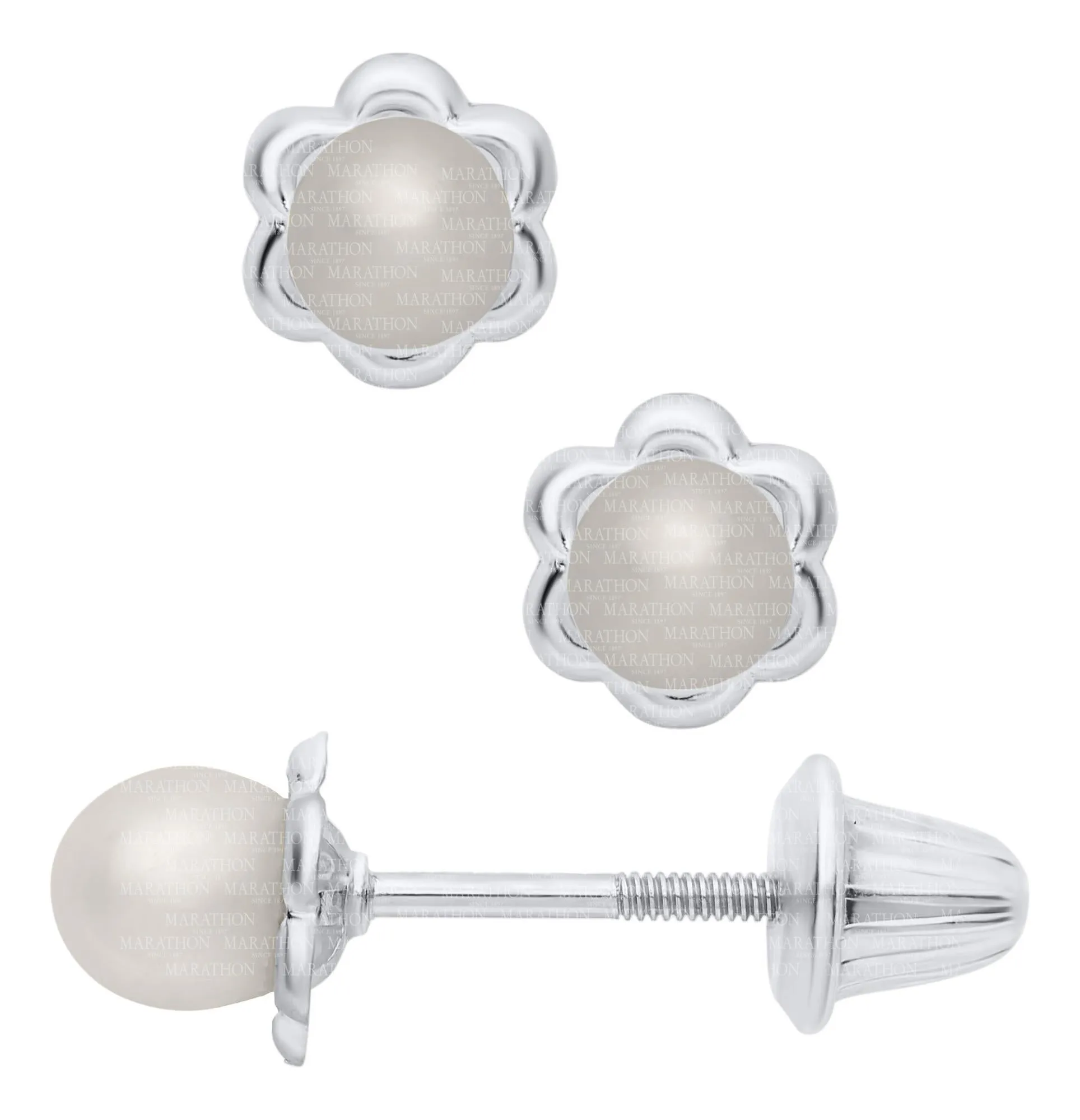 Silver Pearl Stud Earrings ES434