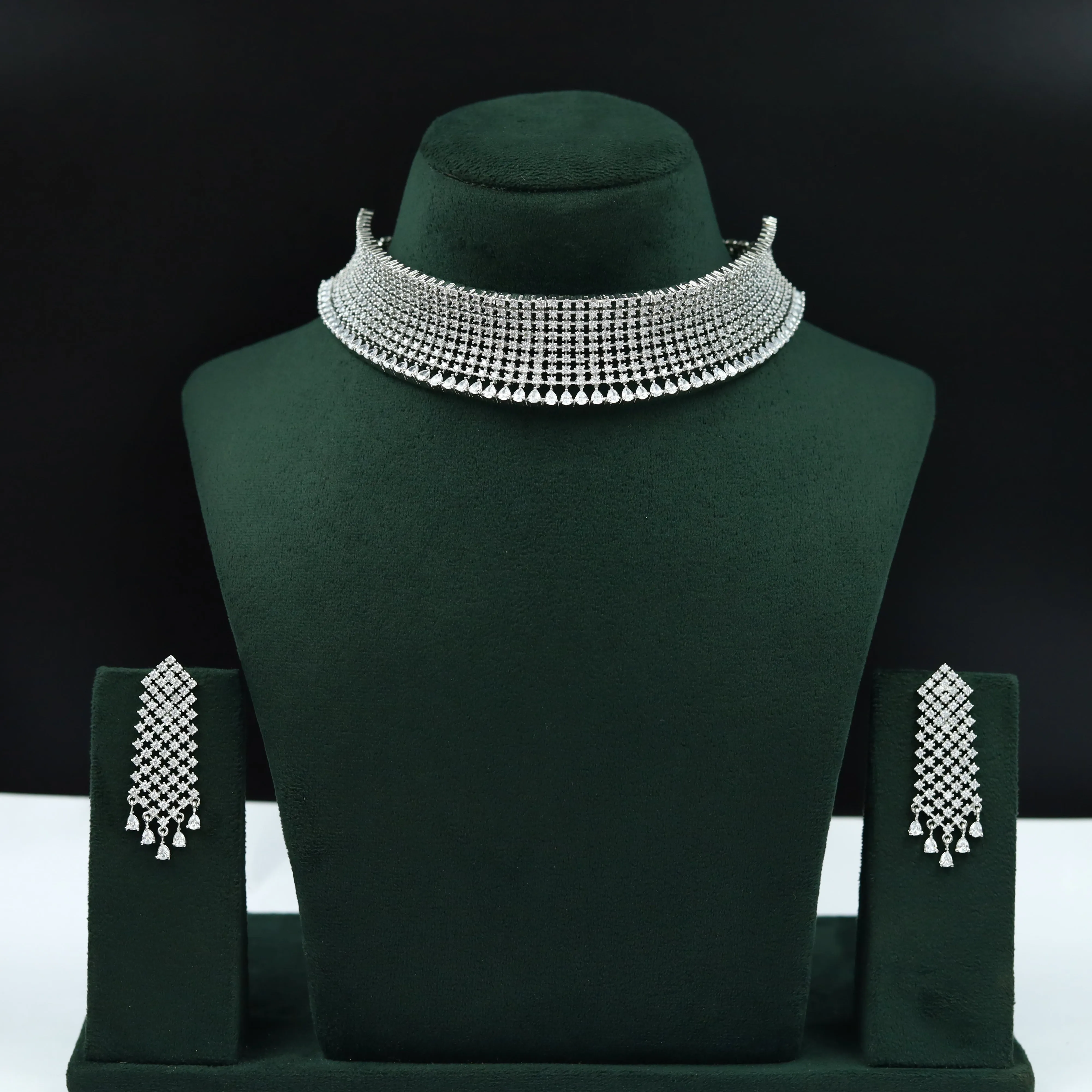 Silver Zircon/AD Necklace Set 15211