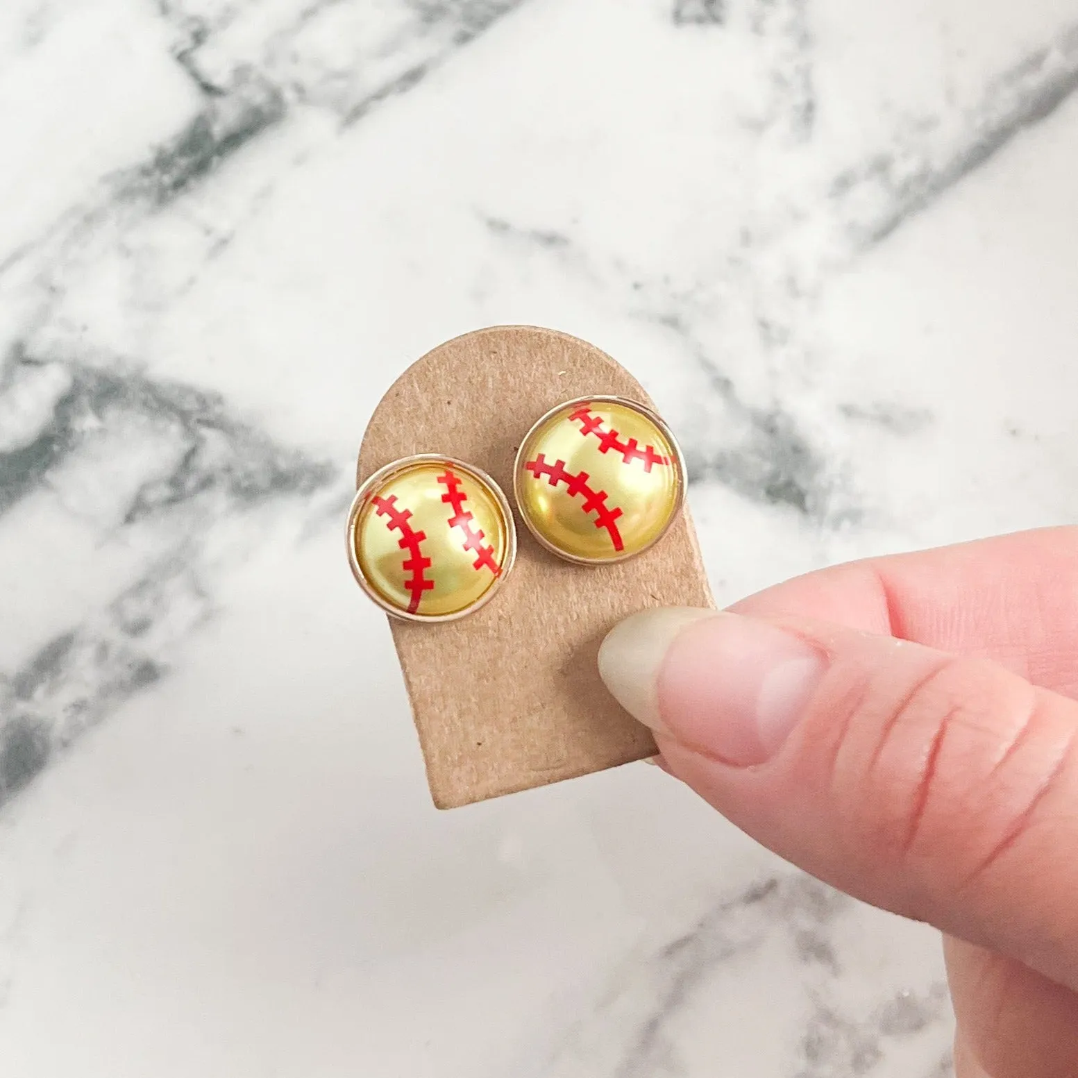 Softball Pearl Stud Earrings