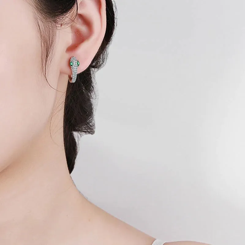 Sparkling Mini Zircon Snake Fashion Hoop Earrings