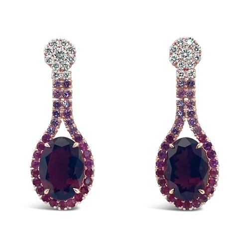 Spinels, Rubies, Pink Sapphires & Diamond Earrings