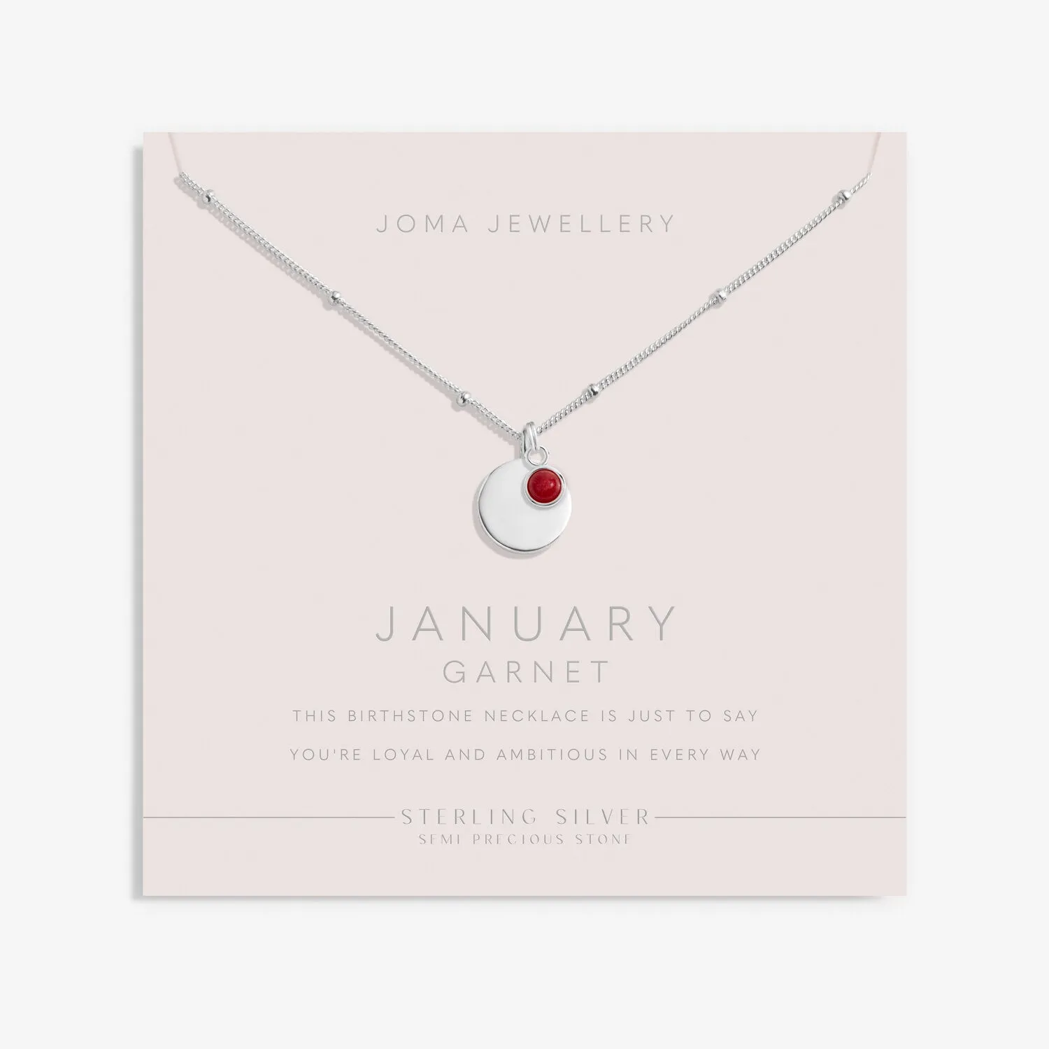 Sterling Silver Birthstone A Little January Necklace JJS0070