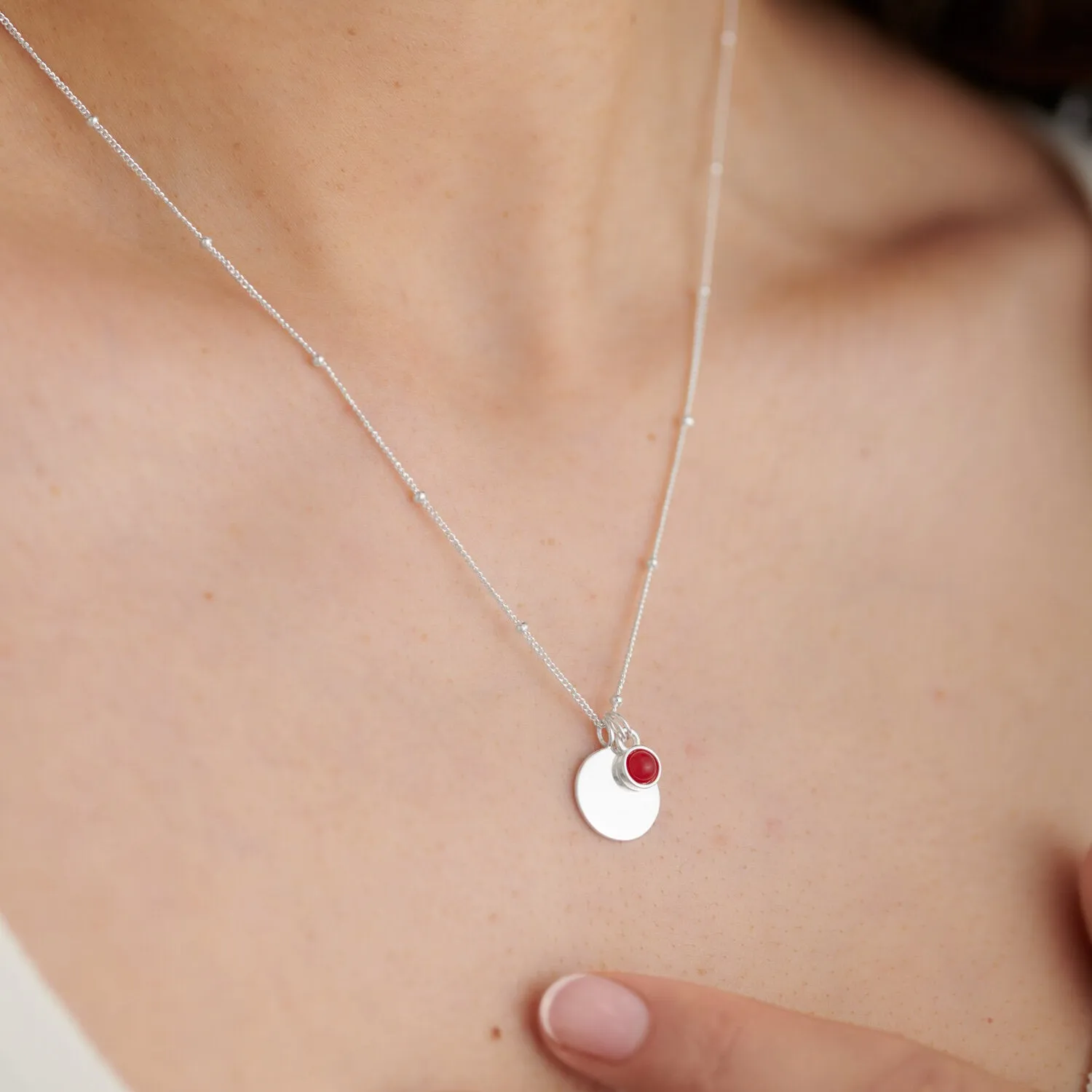 Sterling Silver Birthstone A Little January Necklace JJS0070