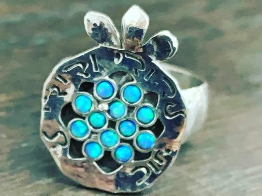 Sterling silver Rings adorable delicate gift for woman, Christmas gift ring pomegranate garnet / opals necklace