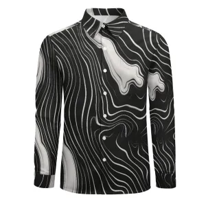 Suminagashi Art Style Floating Ink Elegant Pattern Long Sleeve Shirt