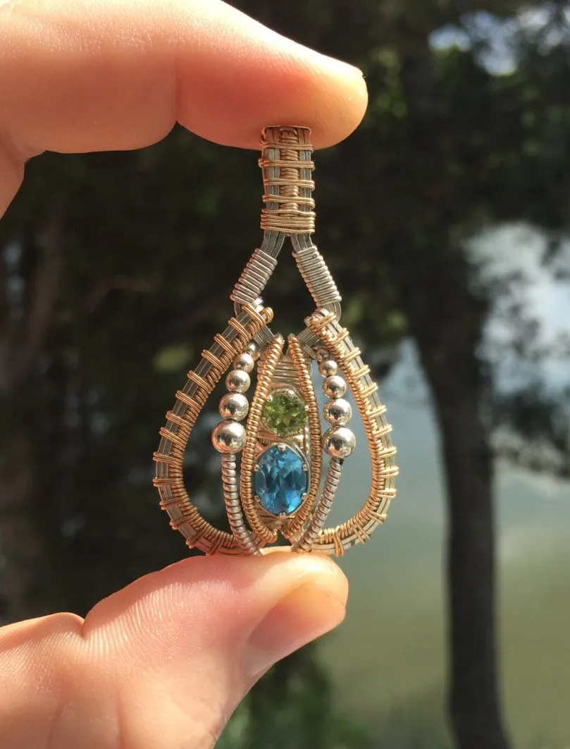 Swiss Blue Topaz and Peridot Pulse Amulet