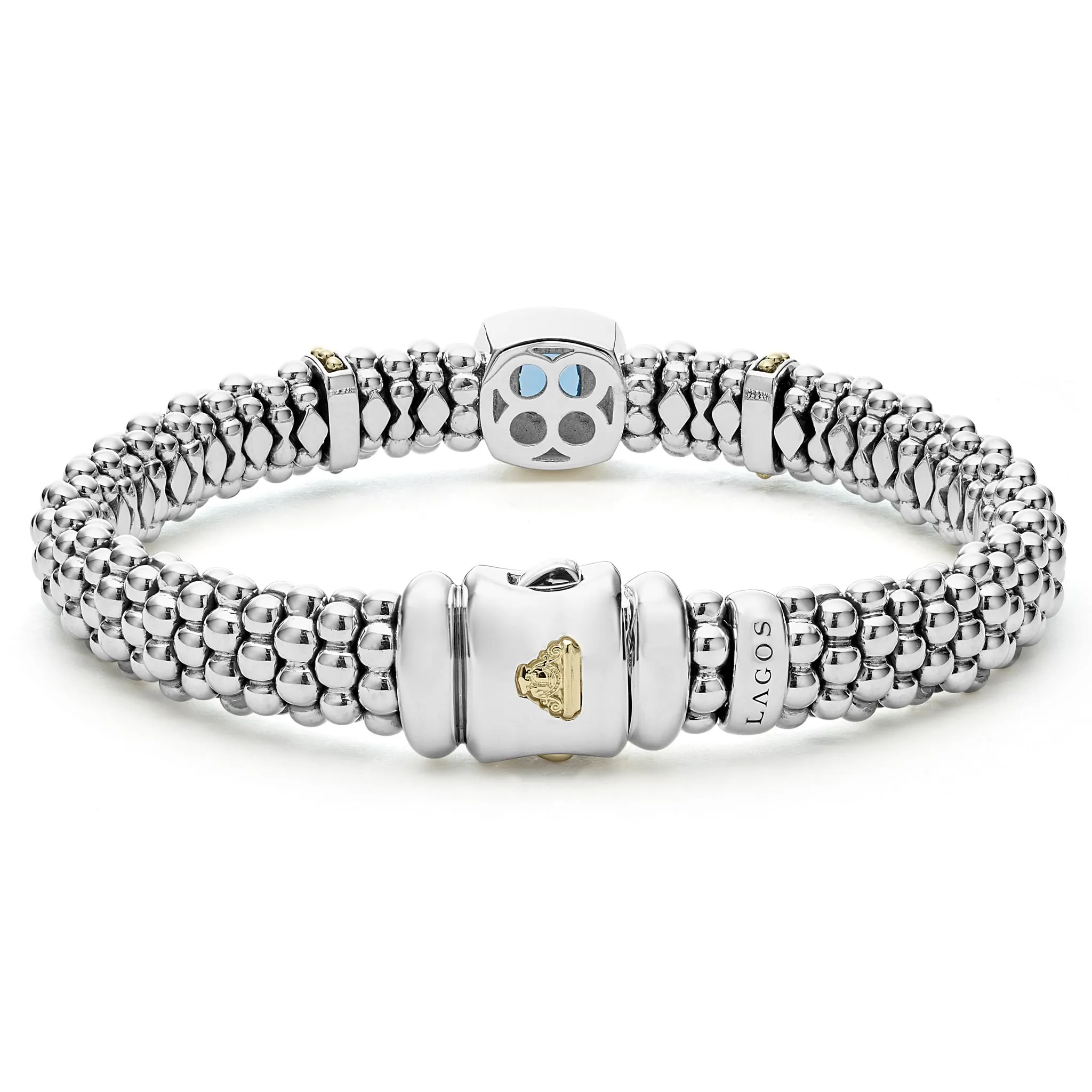 Swiss Blue Topaz Caviar Bracelet | 9mm (Size M)