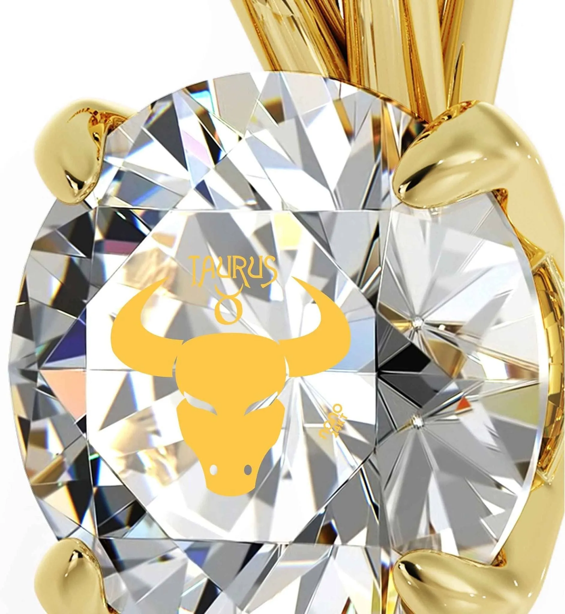Taurus Sign, 14k Gold Necklace, Swarovski
