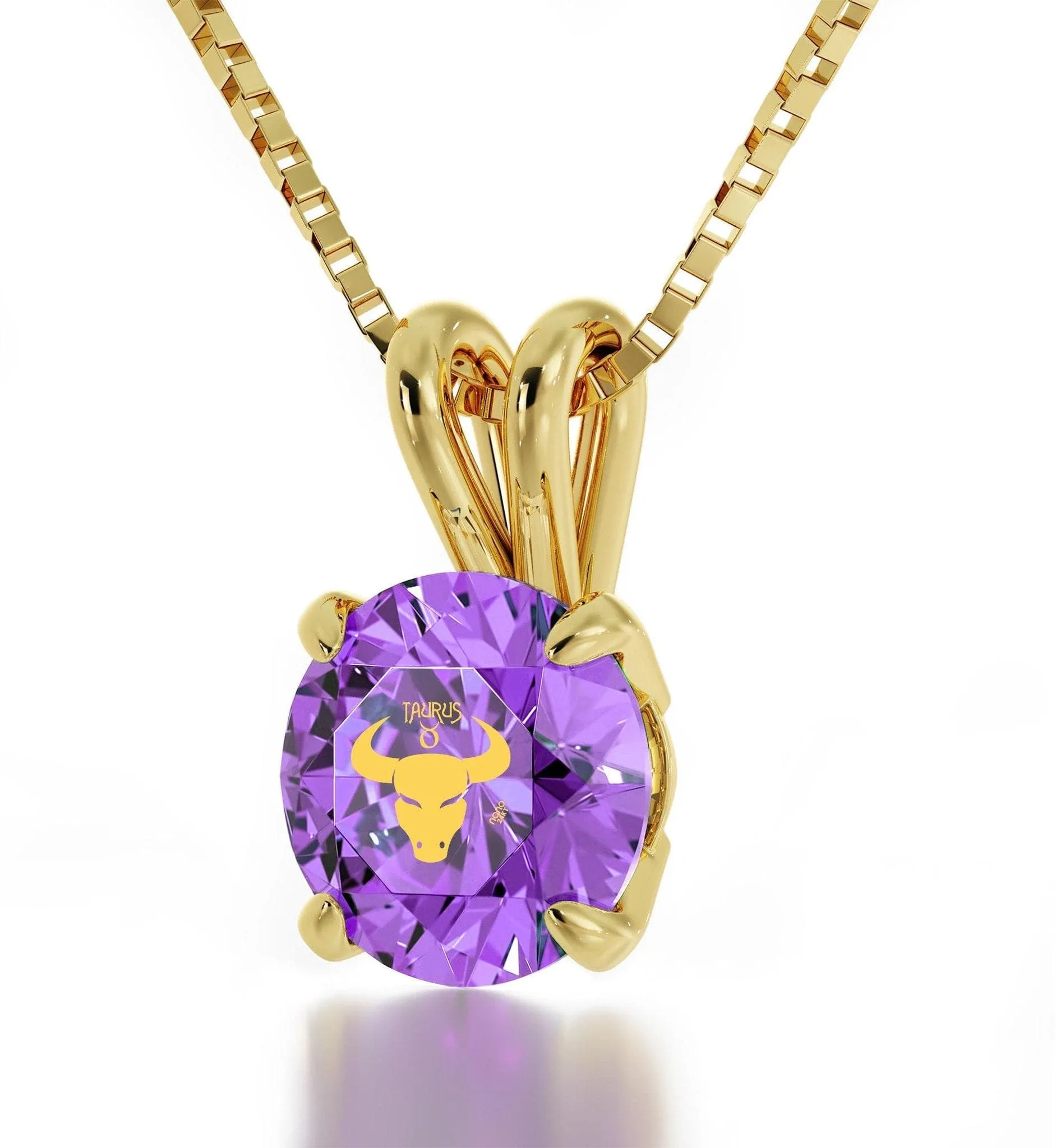 Taurus Sign, 14k Gold Necklace, Swarovski