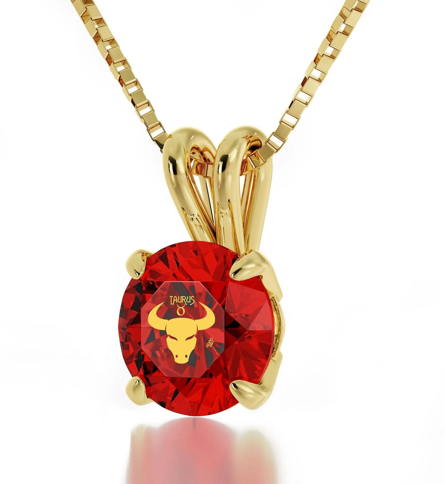 Taurus Sign, 14k Gold Necklace, Swarovski