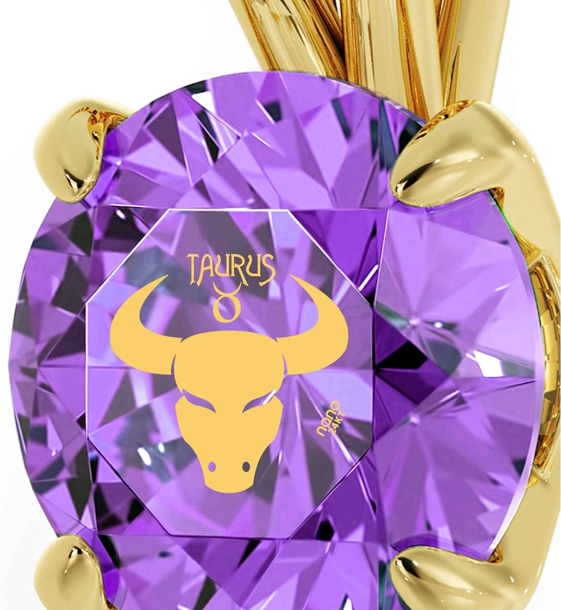 Taurus Sign, 14k Gold Necklace, Swarovski