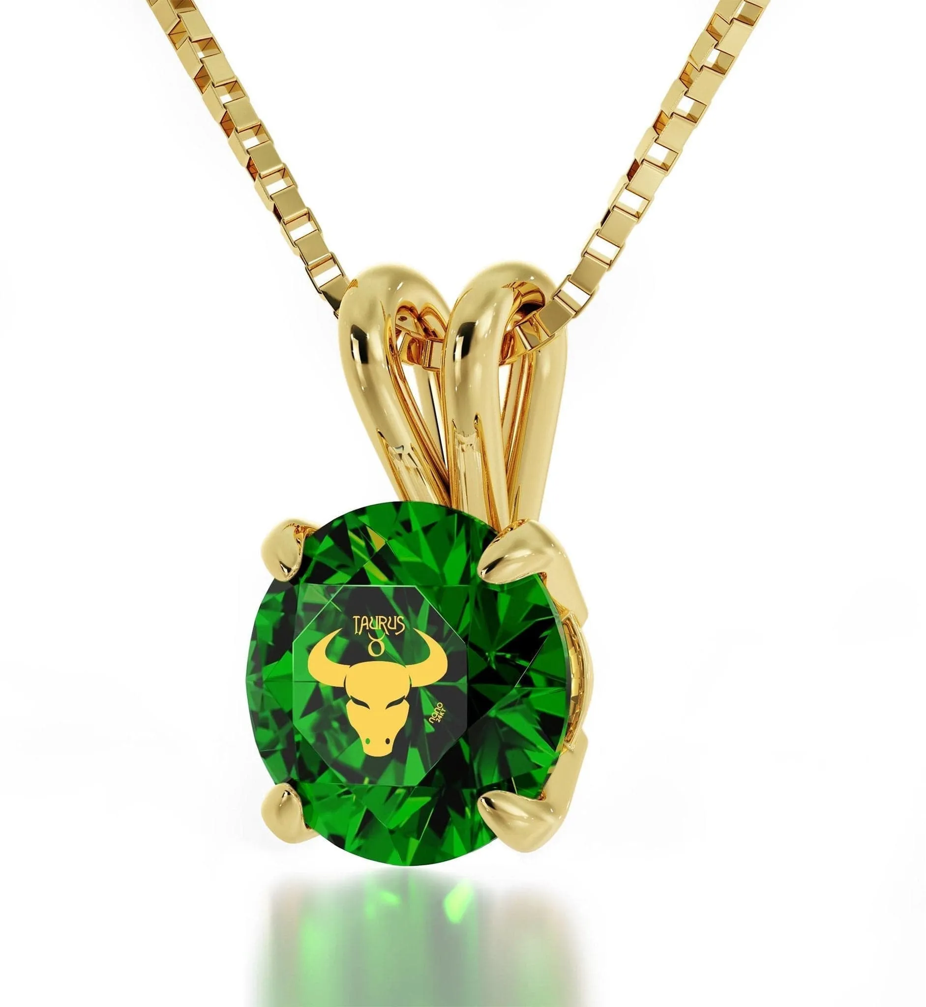 Taurus Sign, 14k Gold Necklace, Swarovski