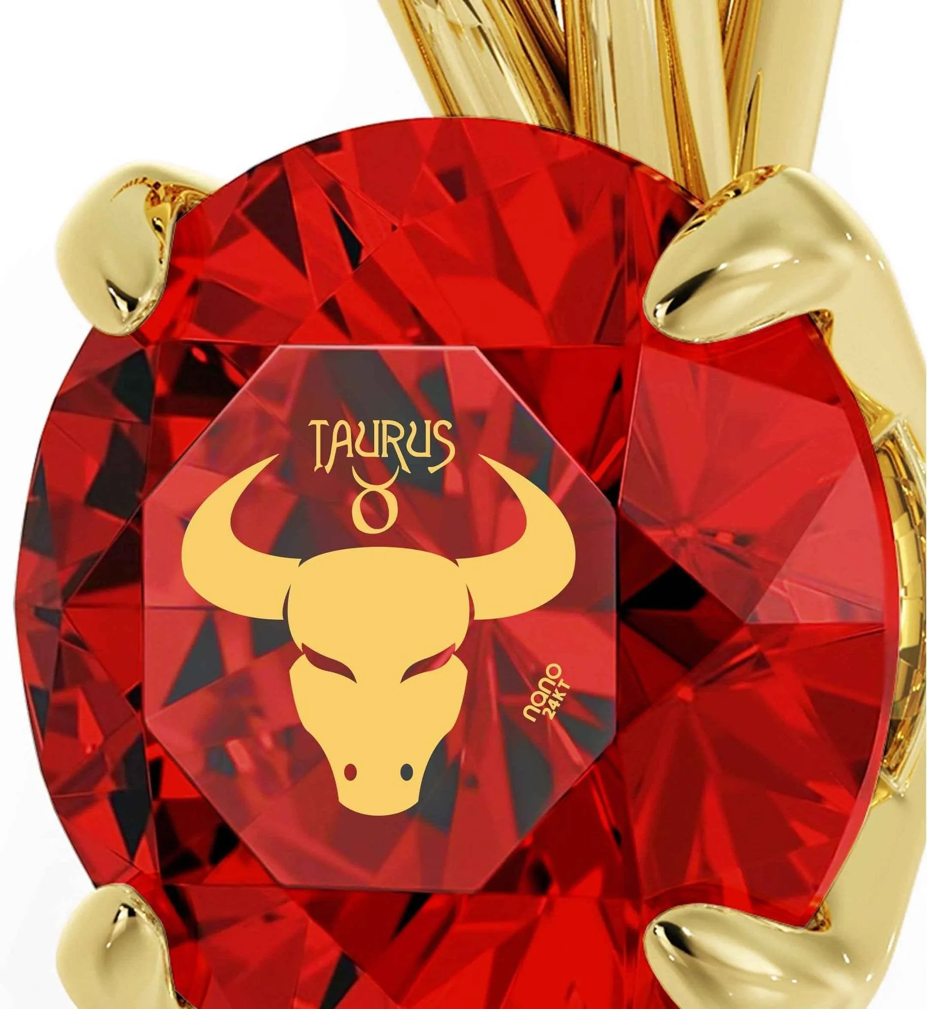 Taurus Sign, 14k Gold Necklace, Swarovski