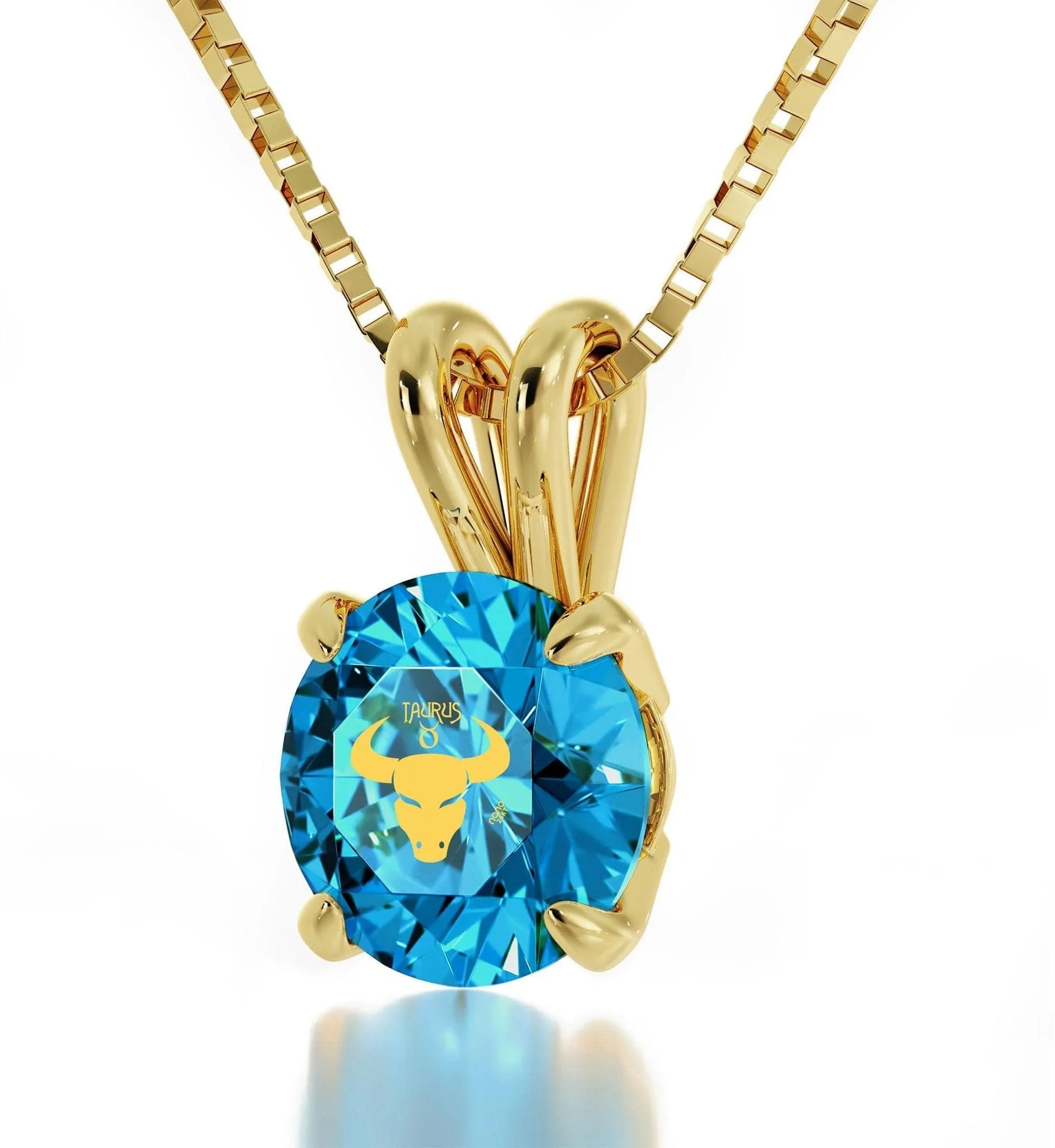 Taurus Sign, 14k Gold Necklace, Swarovski