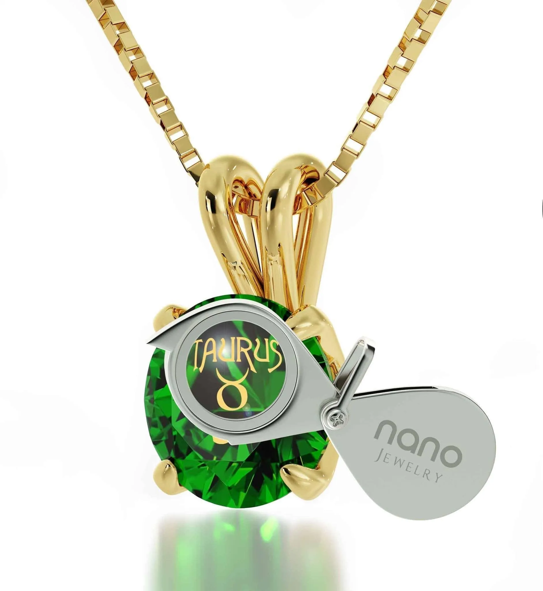 Taurus Sign, 14k Gold Necklace, Swarovski