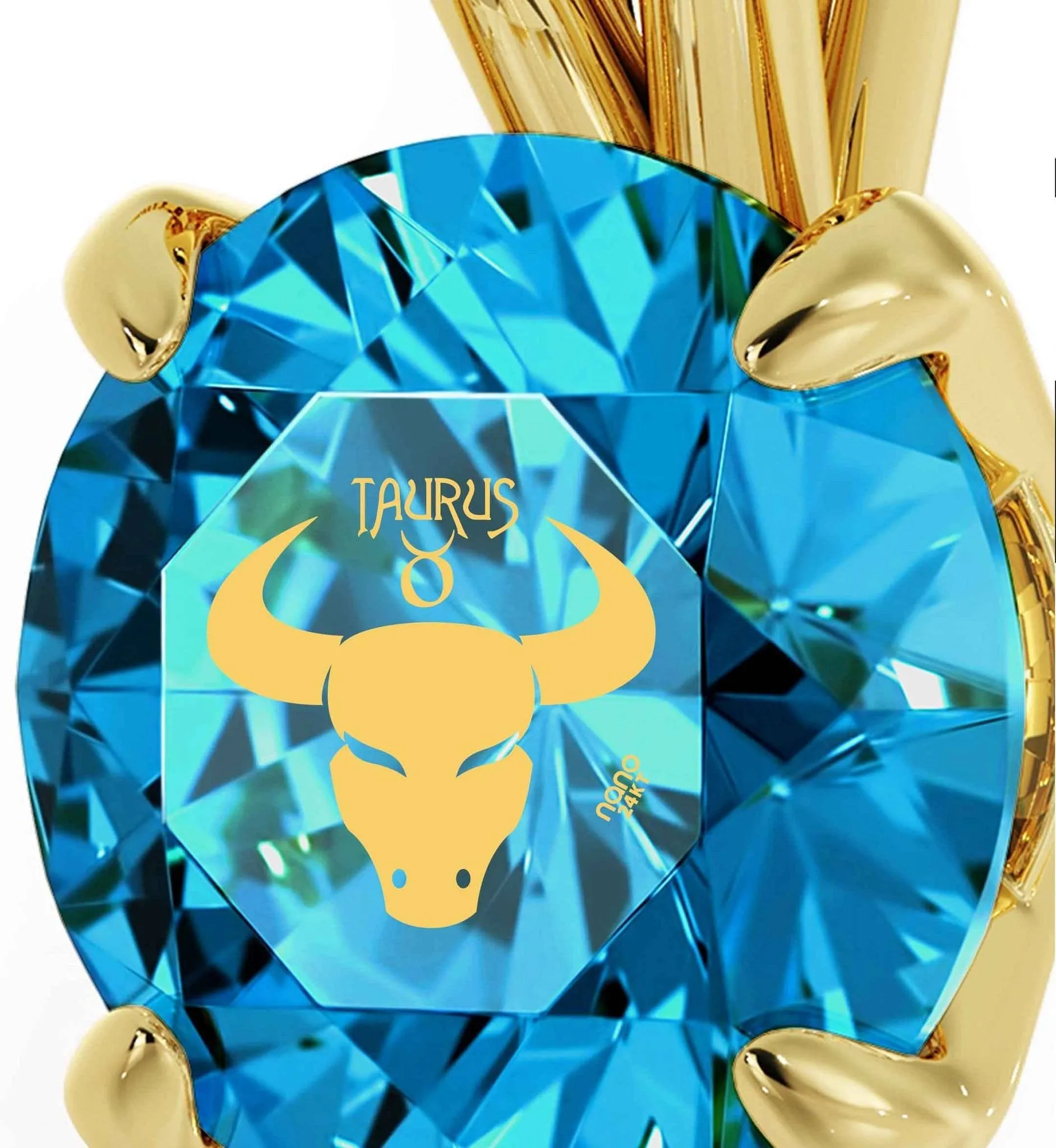 Taurus Sign, 14k Gold Necklace, Swarovski