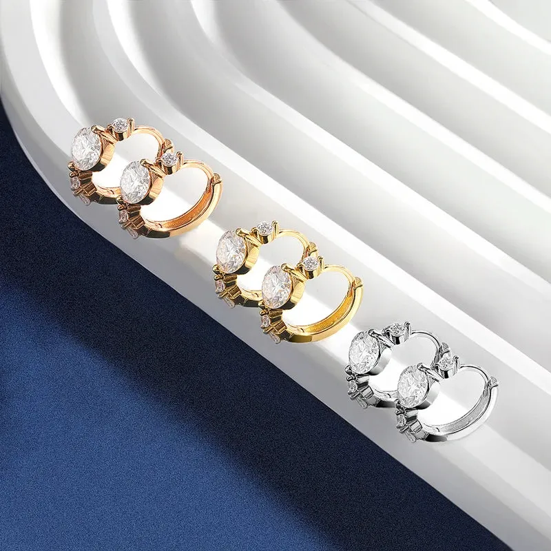 TBCYD 5mm D Color Moissanite Hoop Earrings For Women With GRA S925 Sterling Silver Ear Clasps Buckle Original New Fine Jewerly