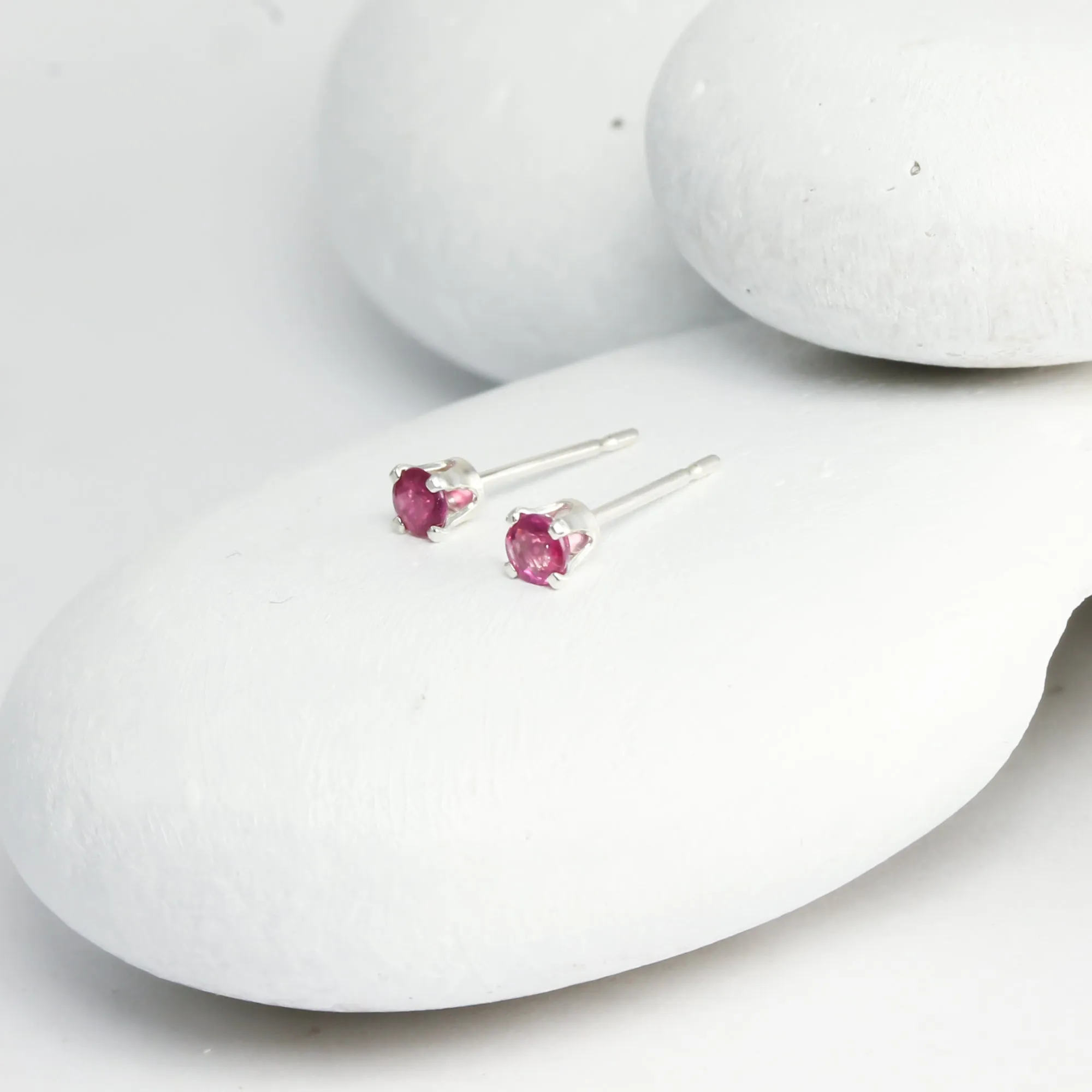 Tiny Ruby Stud Earrings