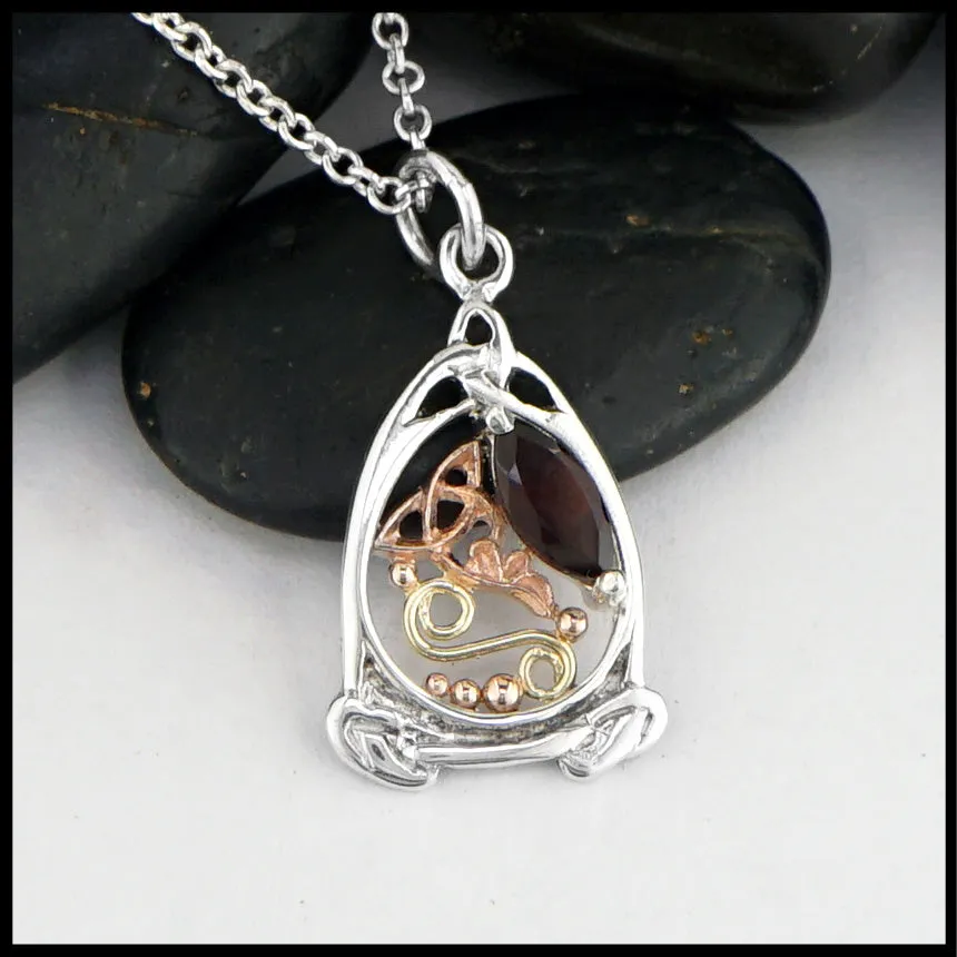 Trinity Knot Pendant with Garnet