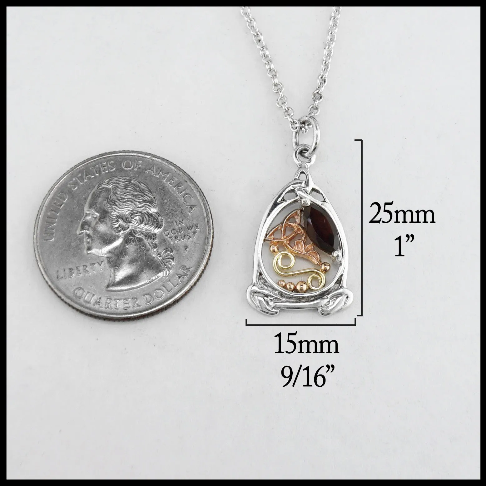 Trinity Knot Pendant with Garnet