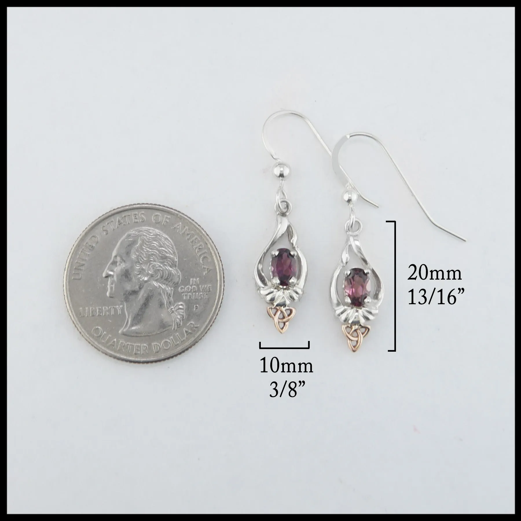 Trinity Twist Set with Rhodolite Garnet