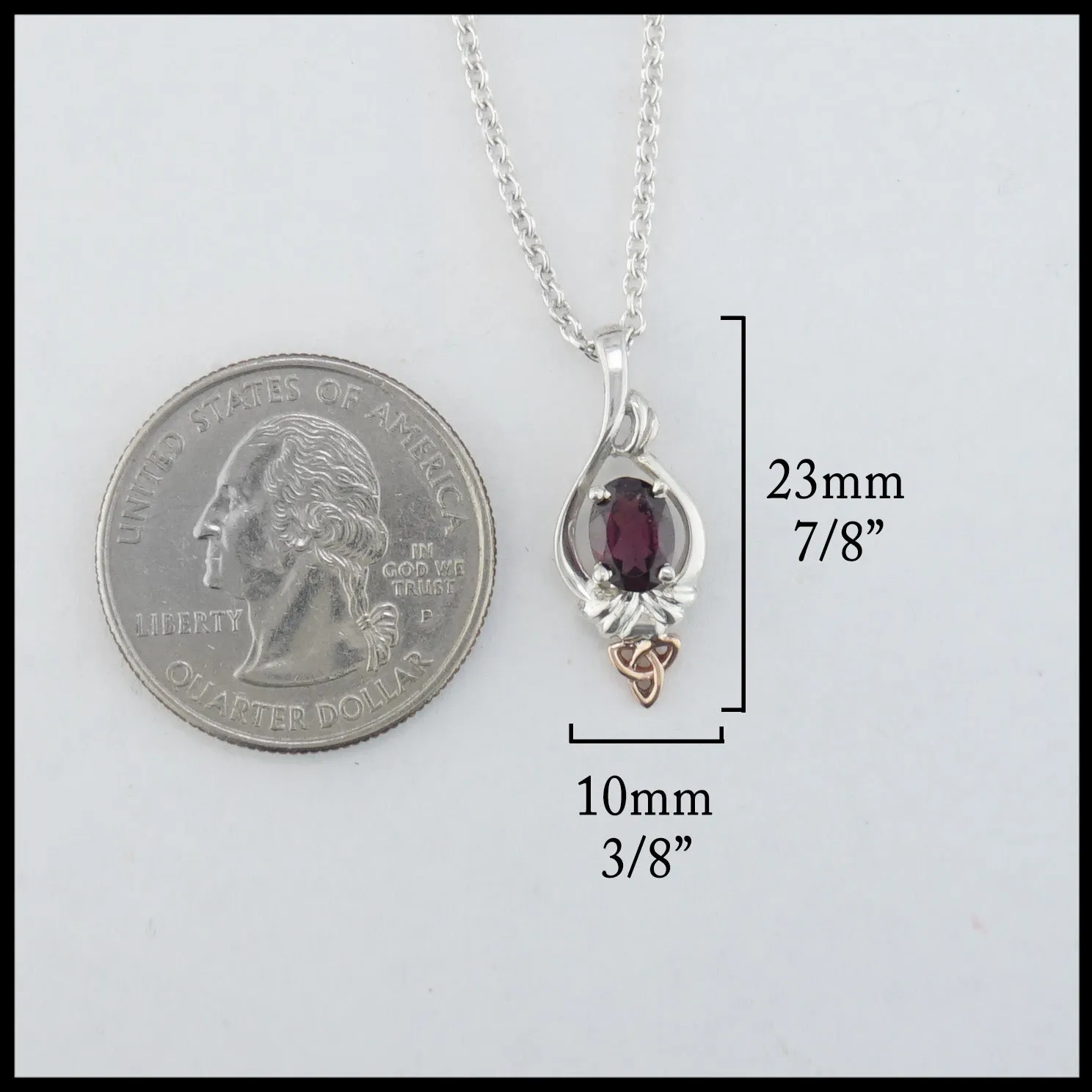 Trinity Twist Set with Rhodolite Garnet