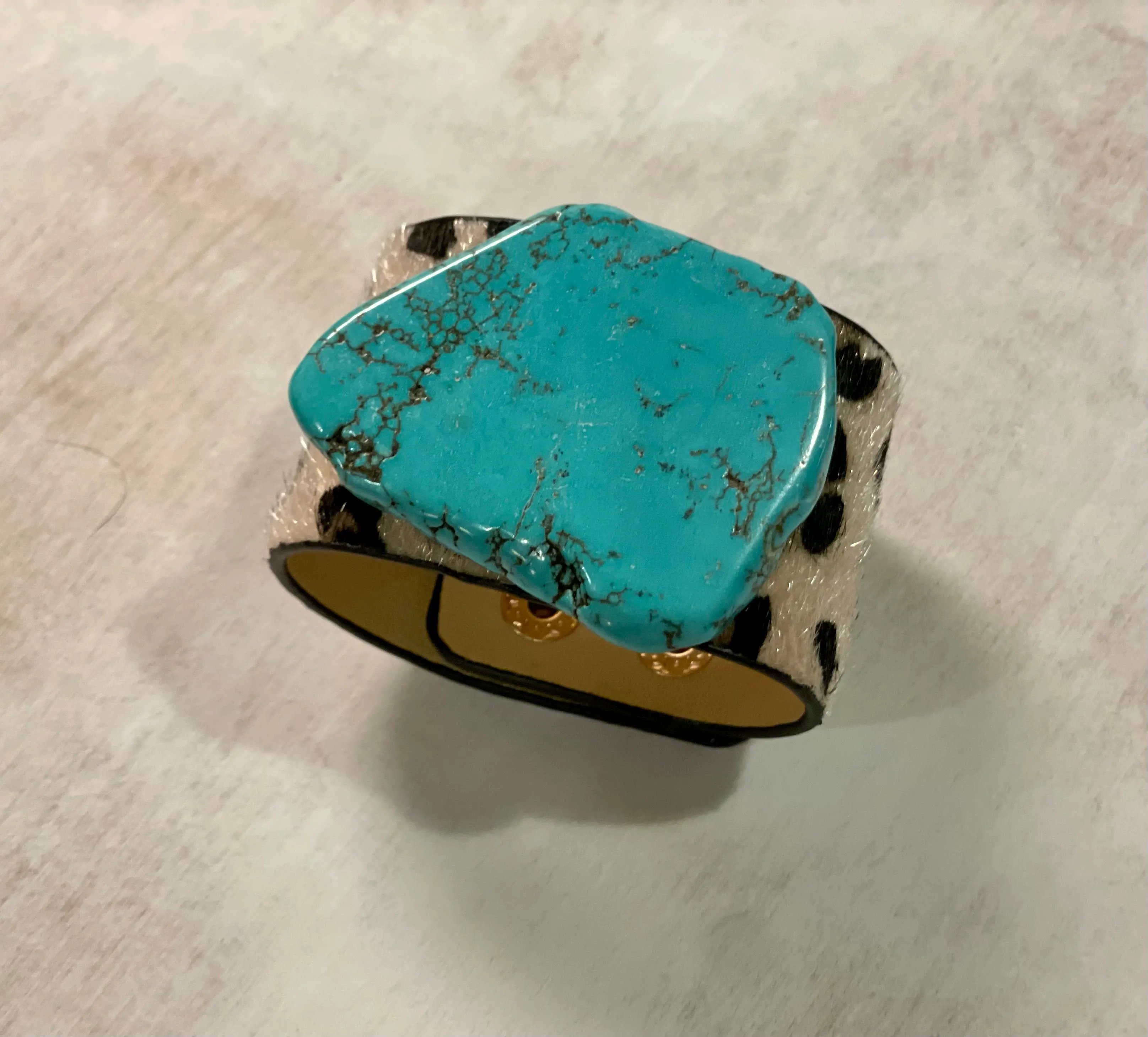 Turquoise & Leopard Cuffs