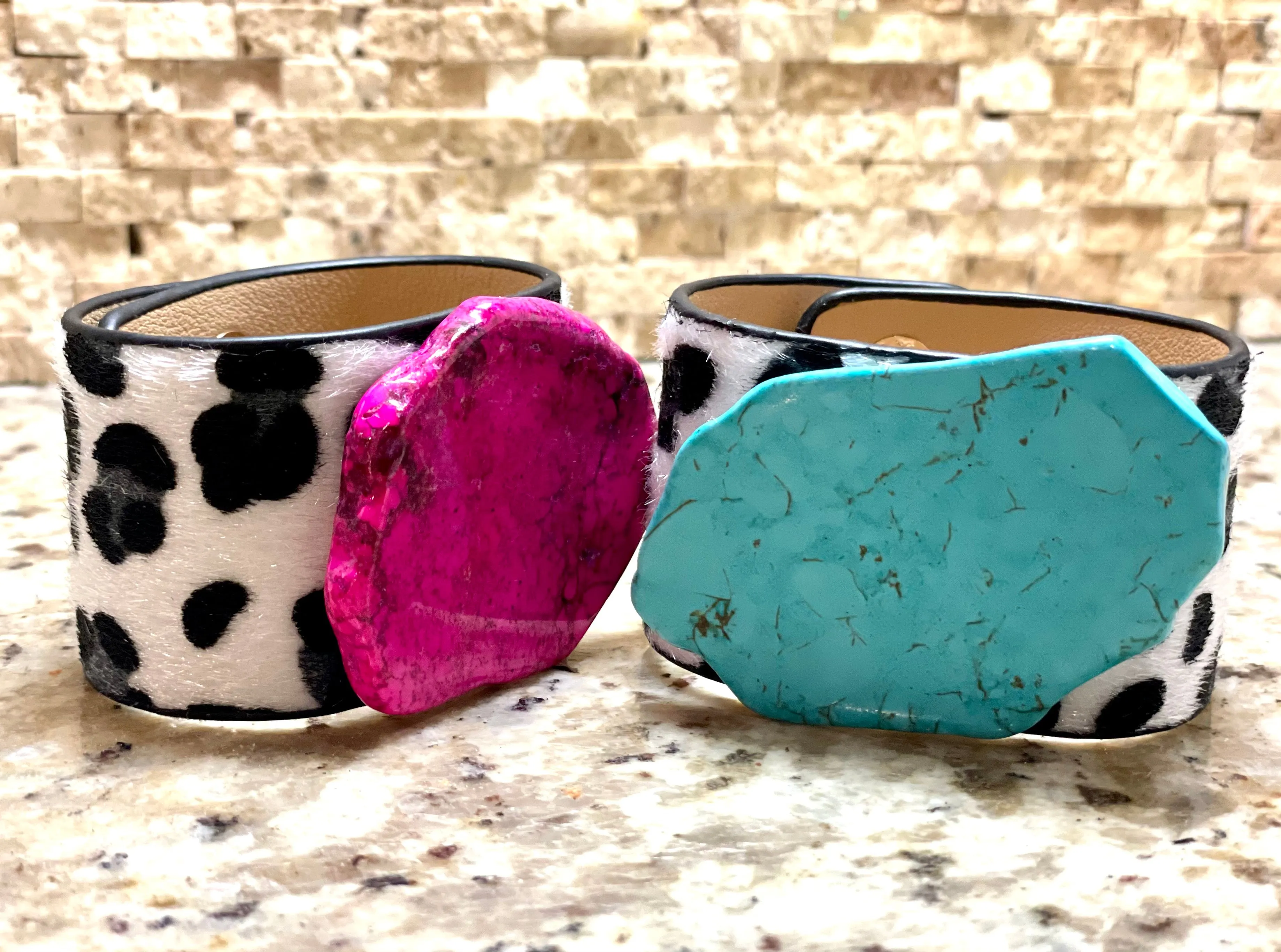 Turquoise & Leopard Cuffs