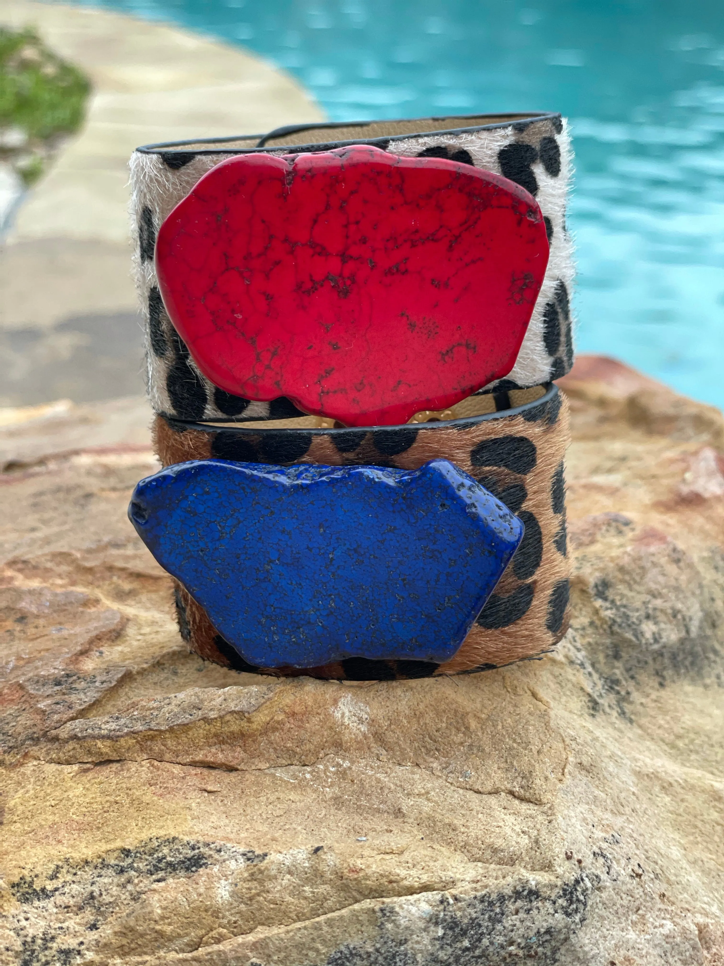 Turquoise & Leopard Cuffs