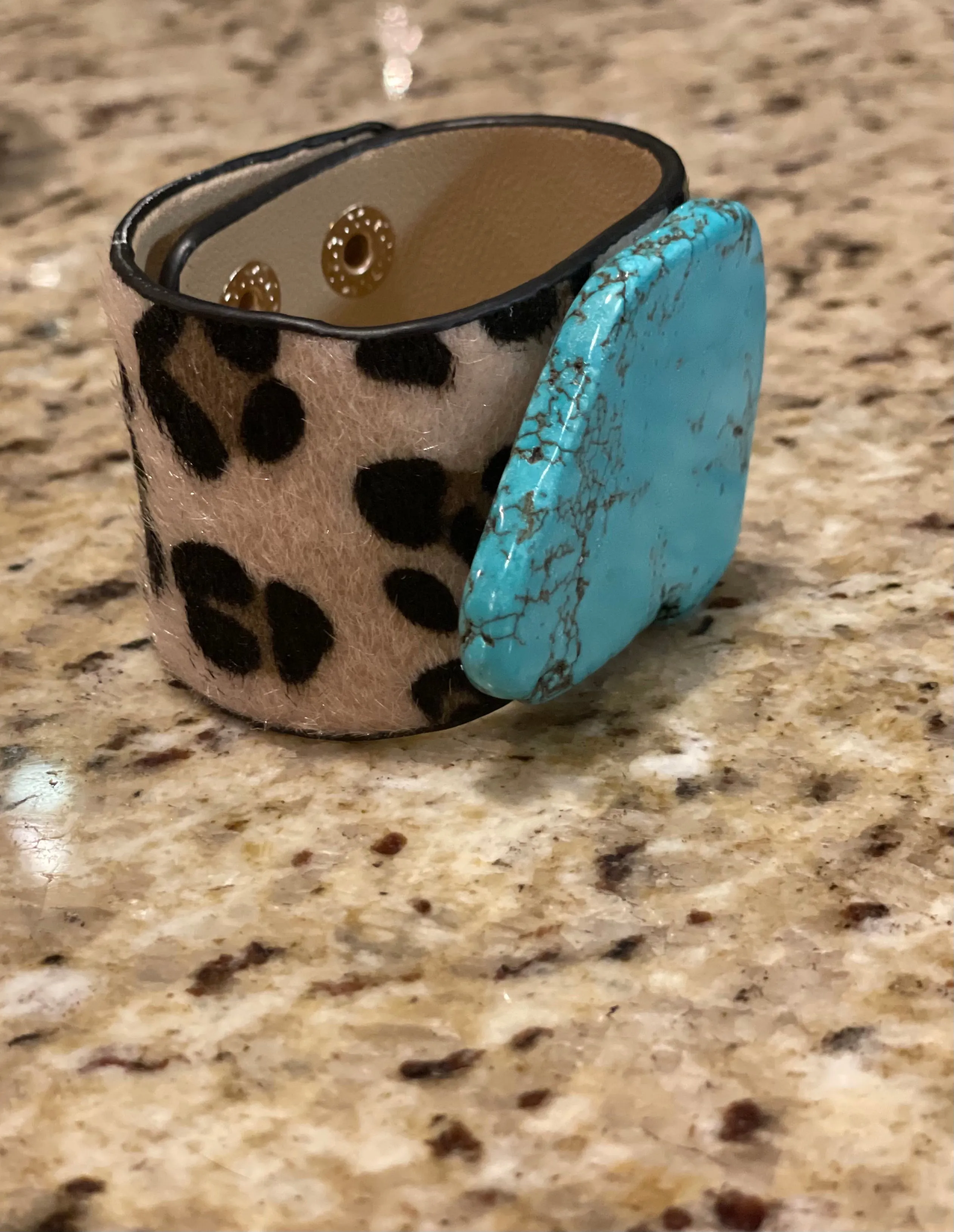 Turquoise & Leopard Cuffs