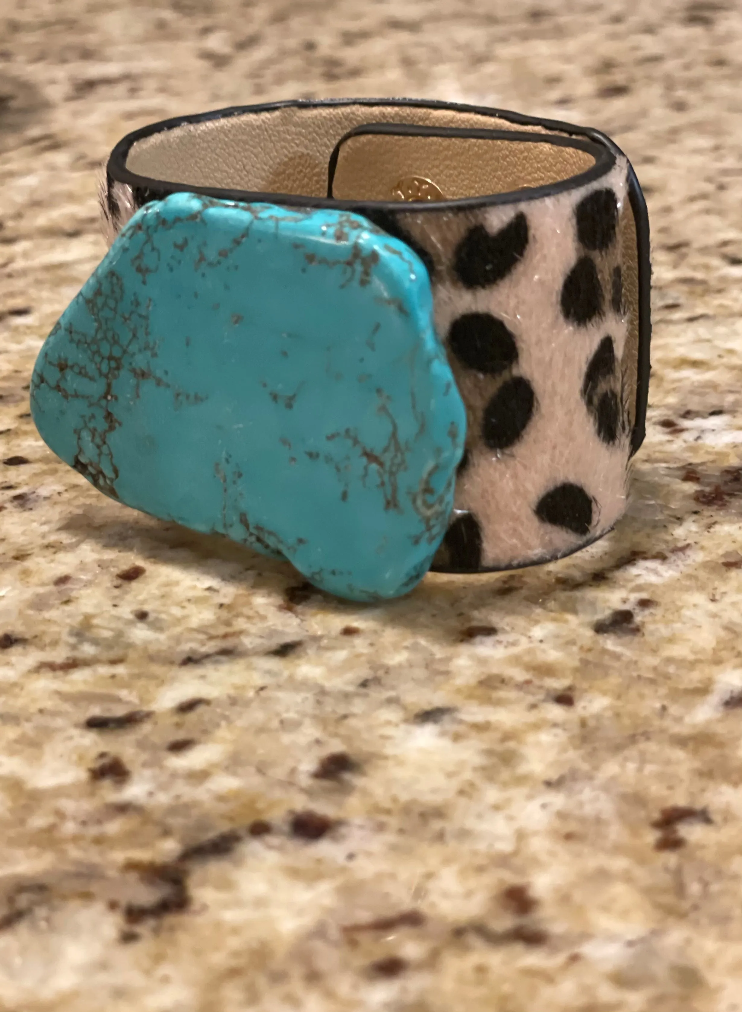 Turquoise & Leopard Cuffs