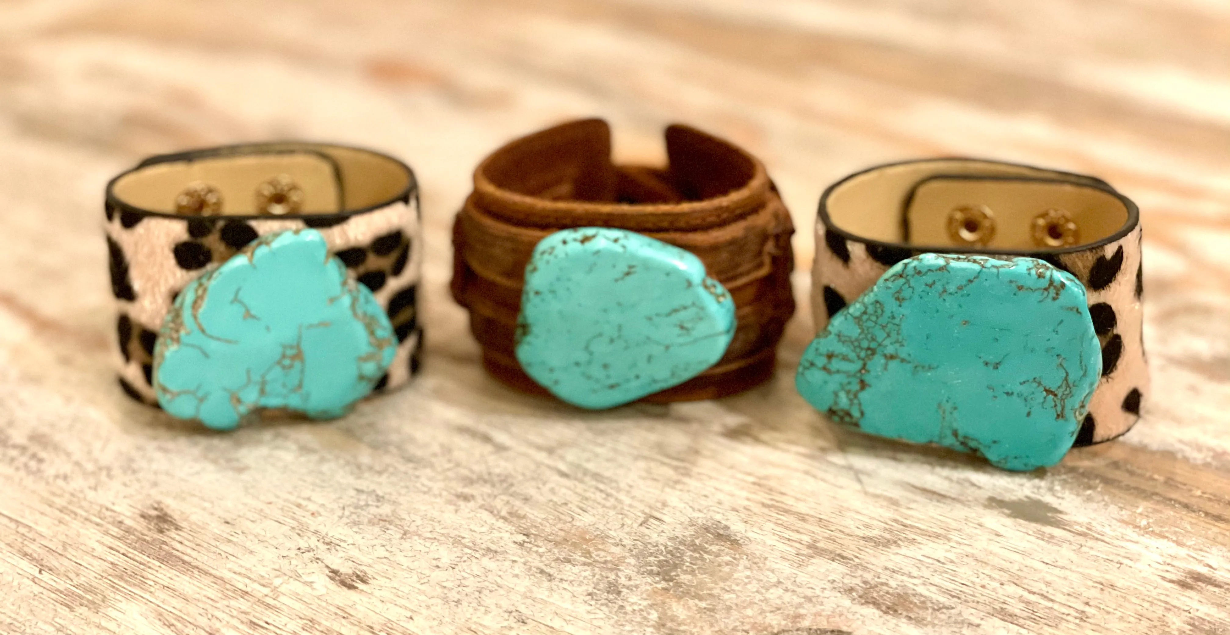 Turquoise & Leopard Cuffs
