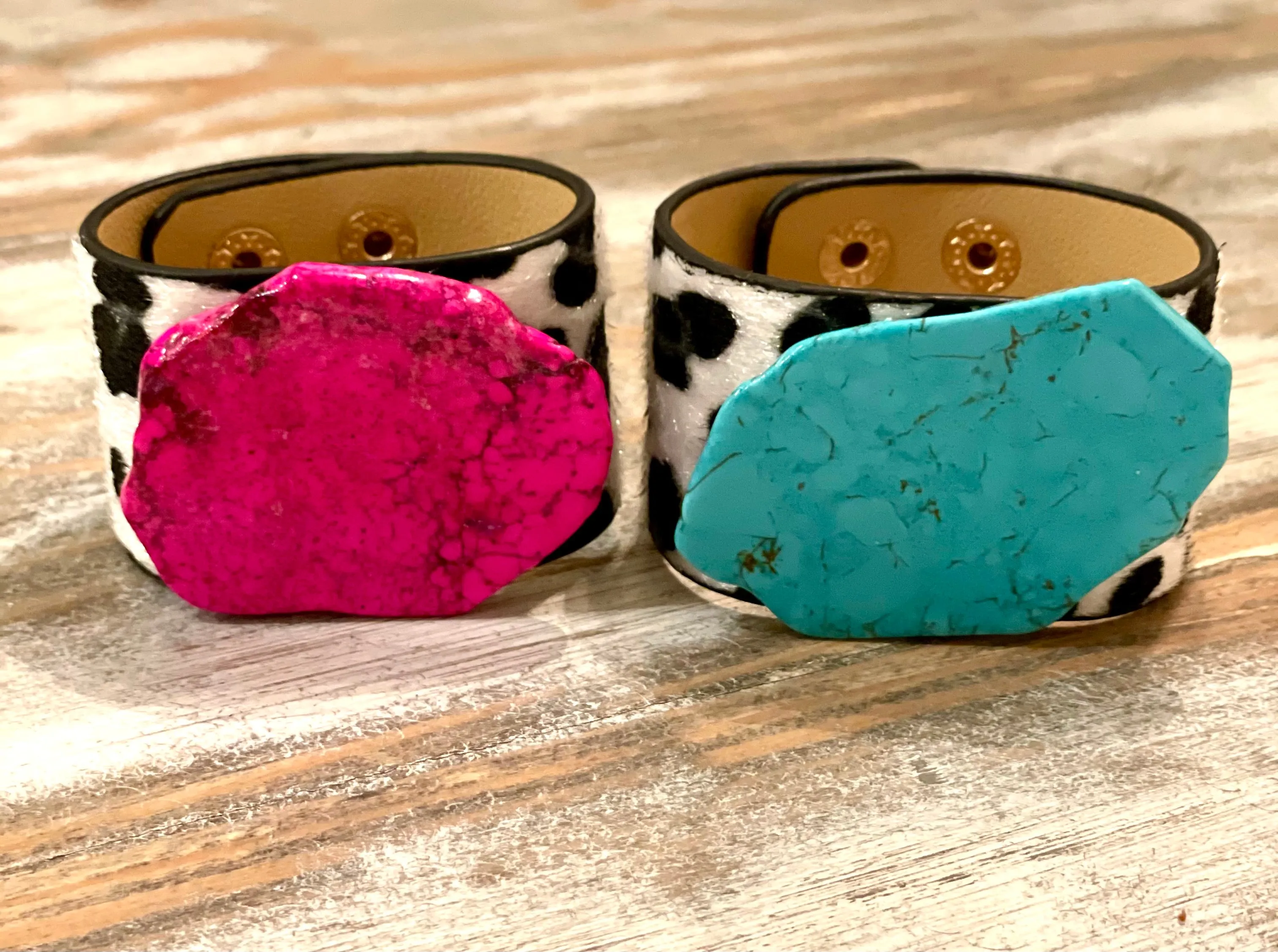 Turquoise & Leopard Cuffs