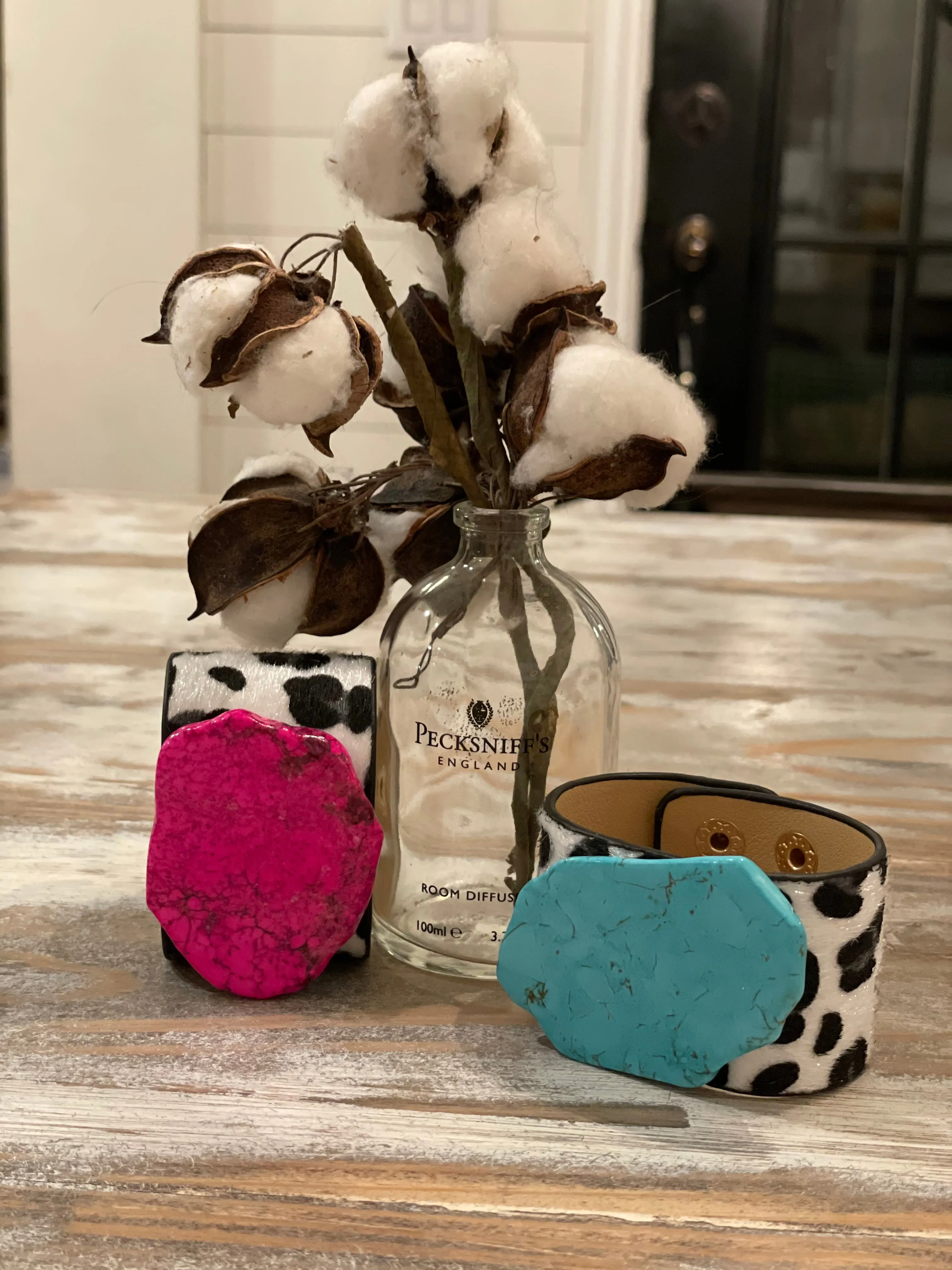 Turquoise & Leopard Cuffs
