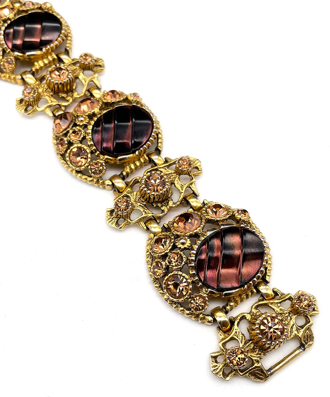 【USA輸入】ヴィンテージ SELRO ブロンズ トパーズ ビジュー ブレスレット/VINTAGE SELRO BRONZE TOPAZ BIJOU Bracelet