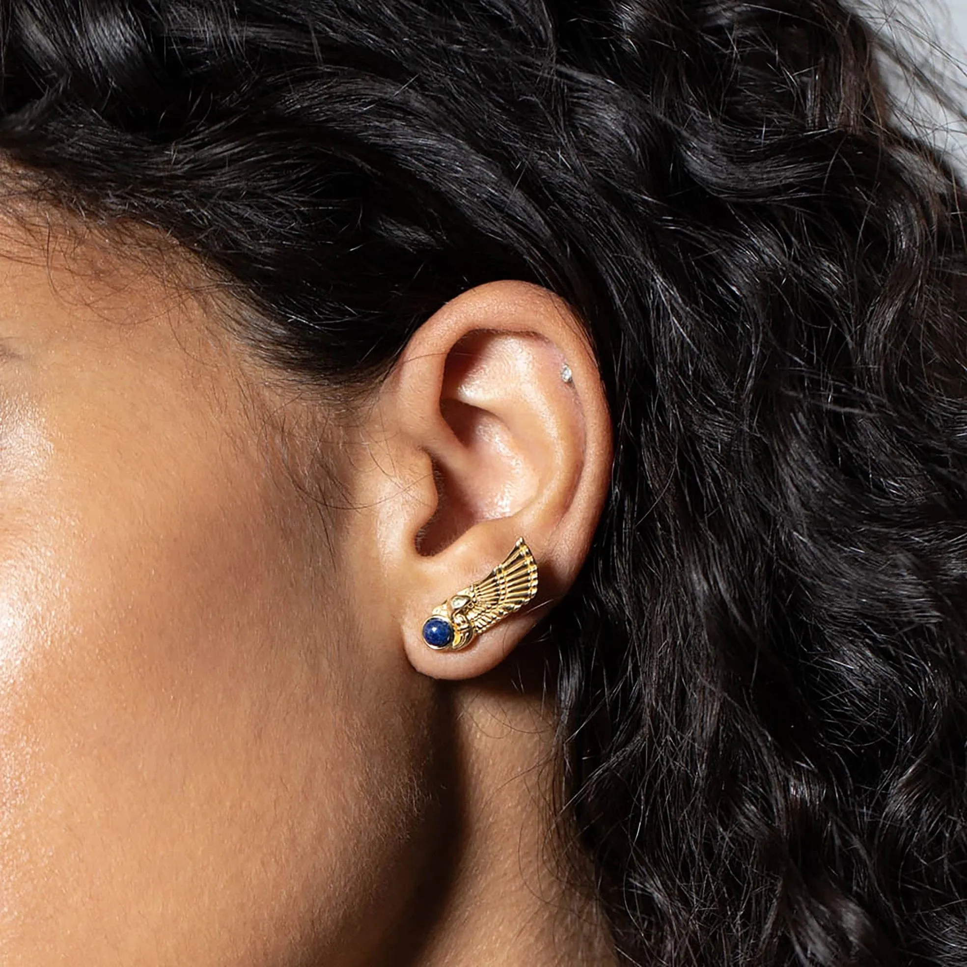 Winged Cobra Lapis Lazuli Stud