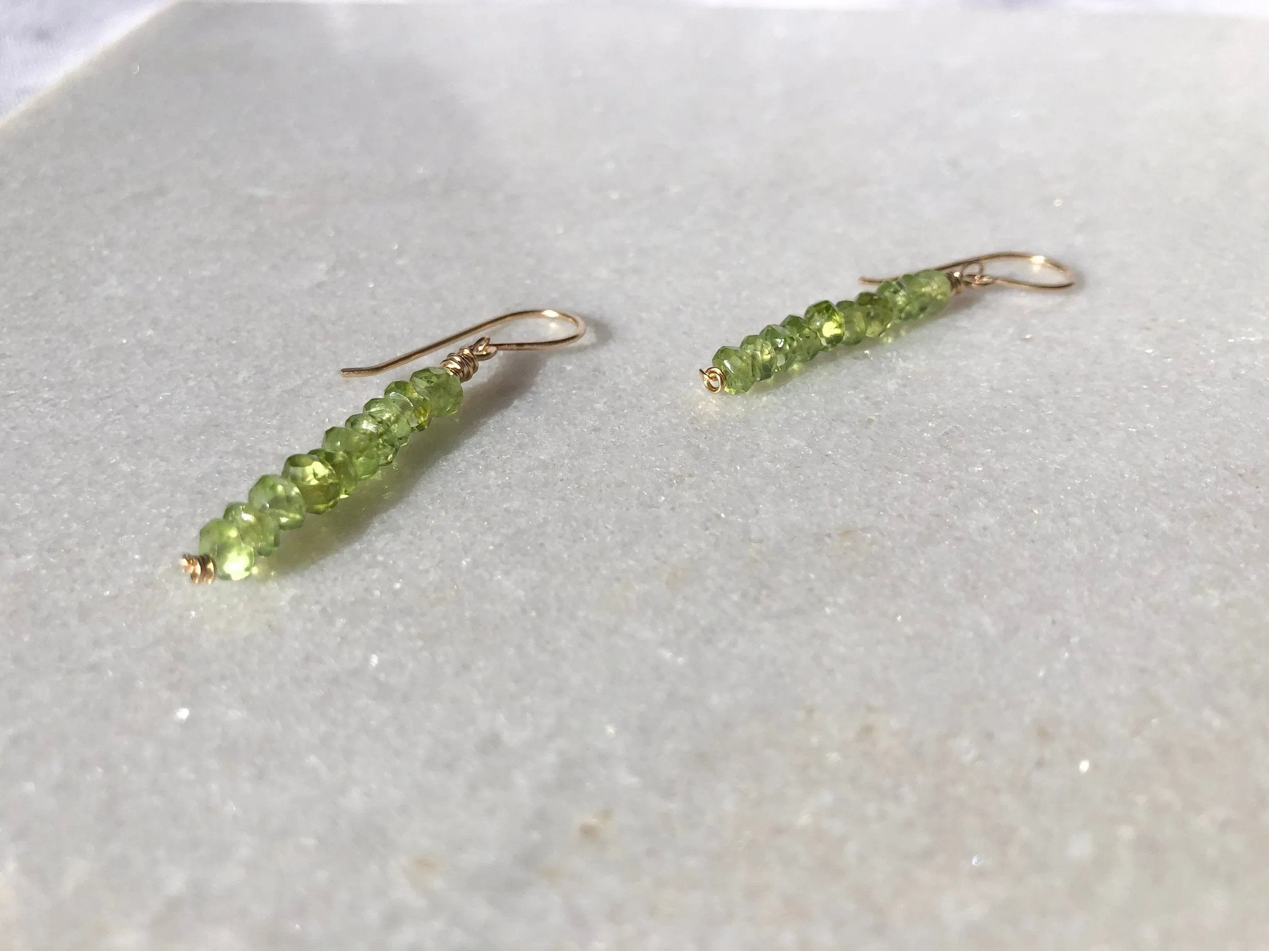 within. Peridot Pillar Earrings