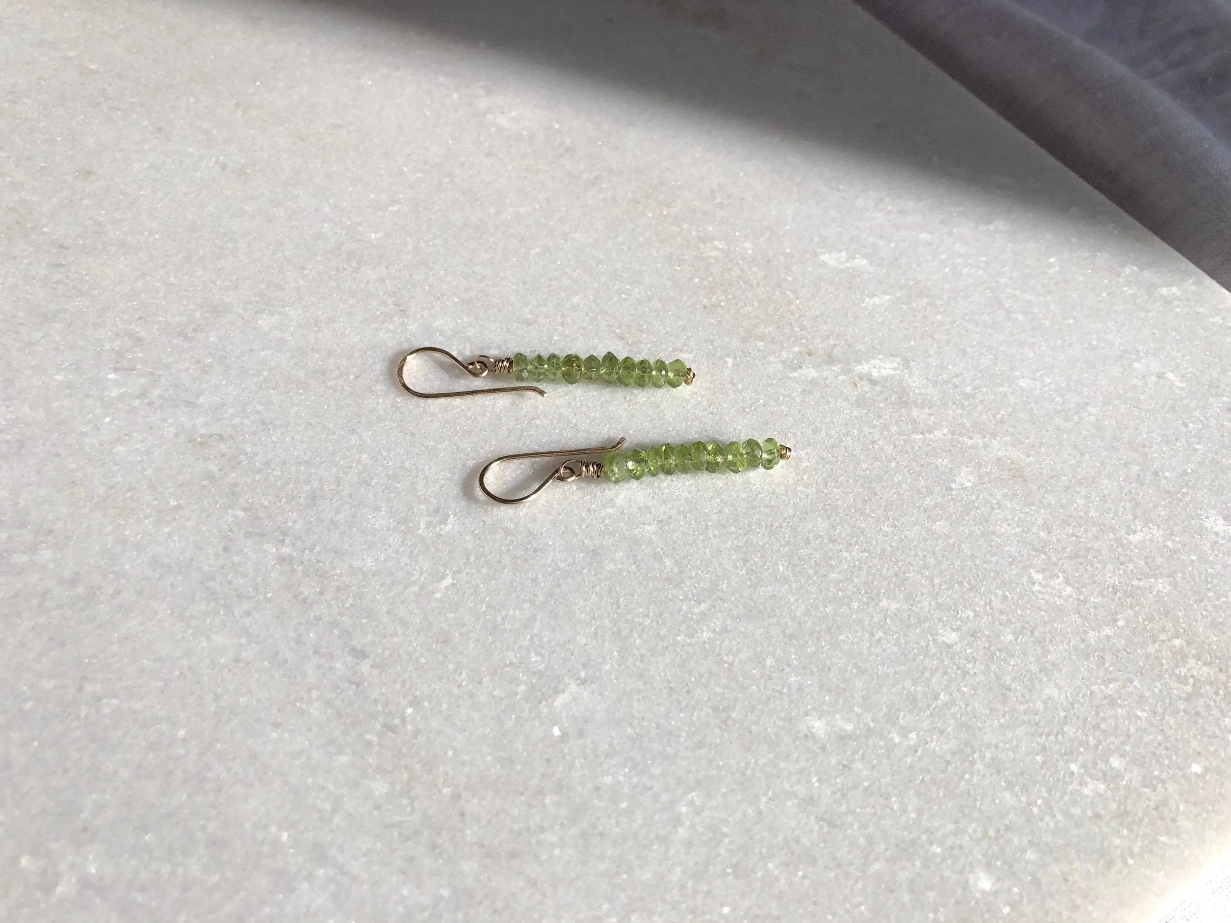 within. Peridot Pillar Earrings