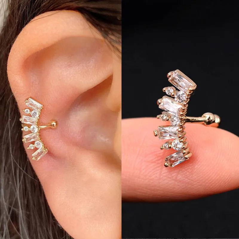 Zircon Adorned Ear Cartilage Clip-On Cuff Earrings
