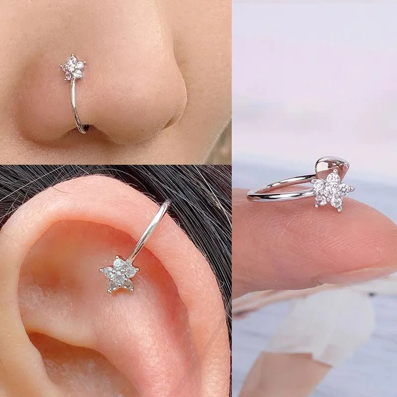 Zircon Adorned Ear Cartilage Clip-On Cuff Earrings