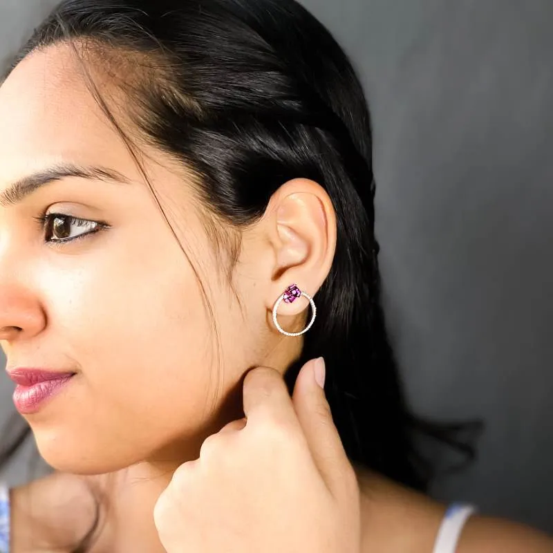 Zirconia Ruby Circlets Earrings