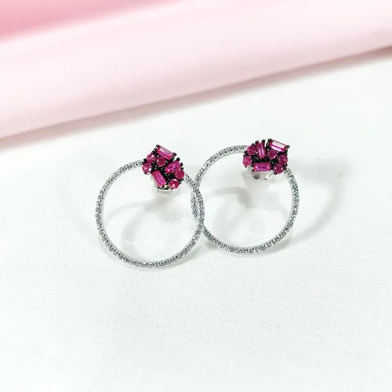 Zirconia Ruby Circlets Earrings